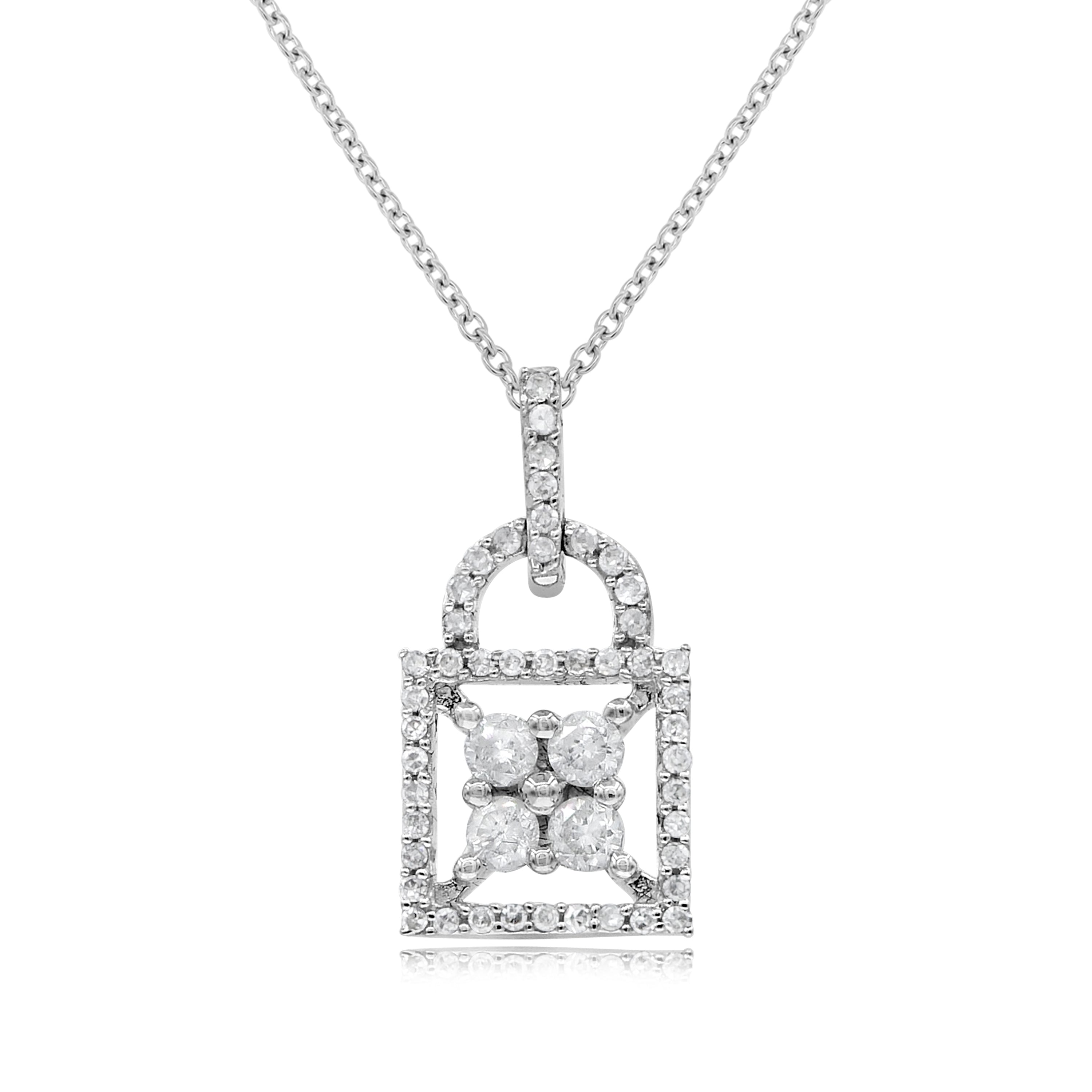 0.23 ct. Diamond 14K White Gold Lock Pendant