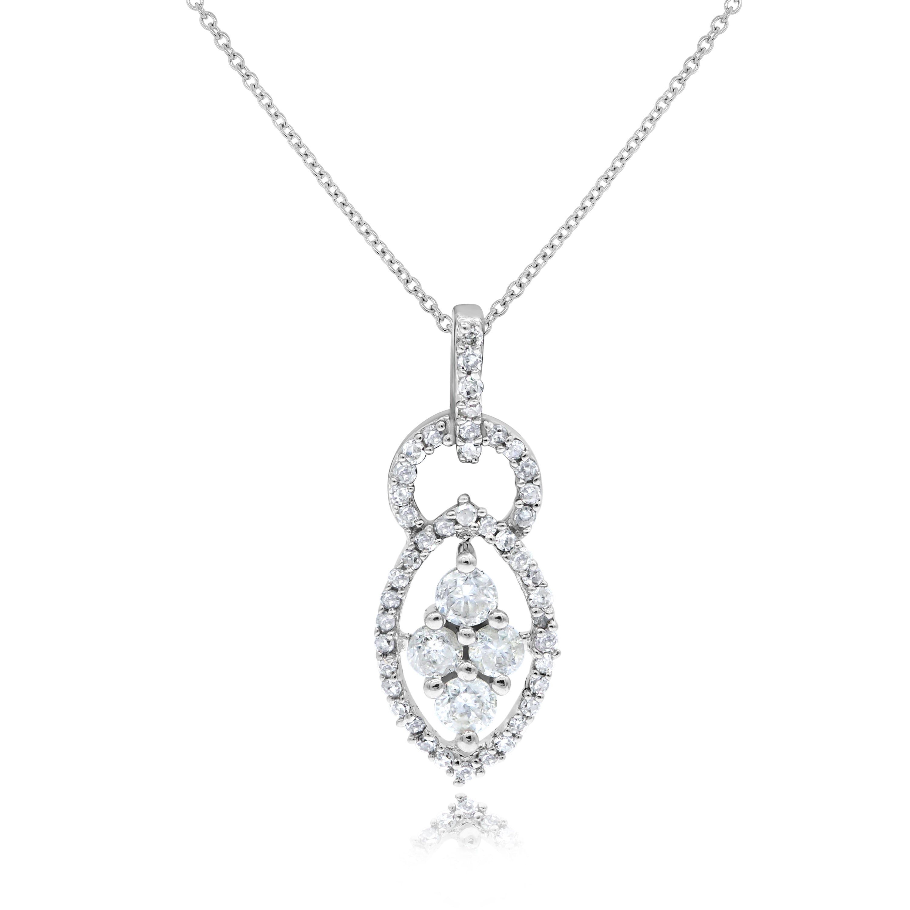 0.29 ct. Diamond 14K White Gold Halo Open Illusion Pendant