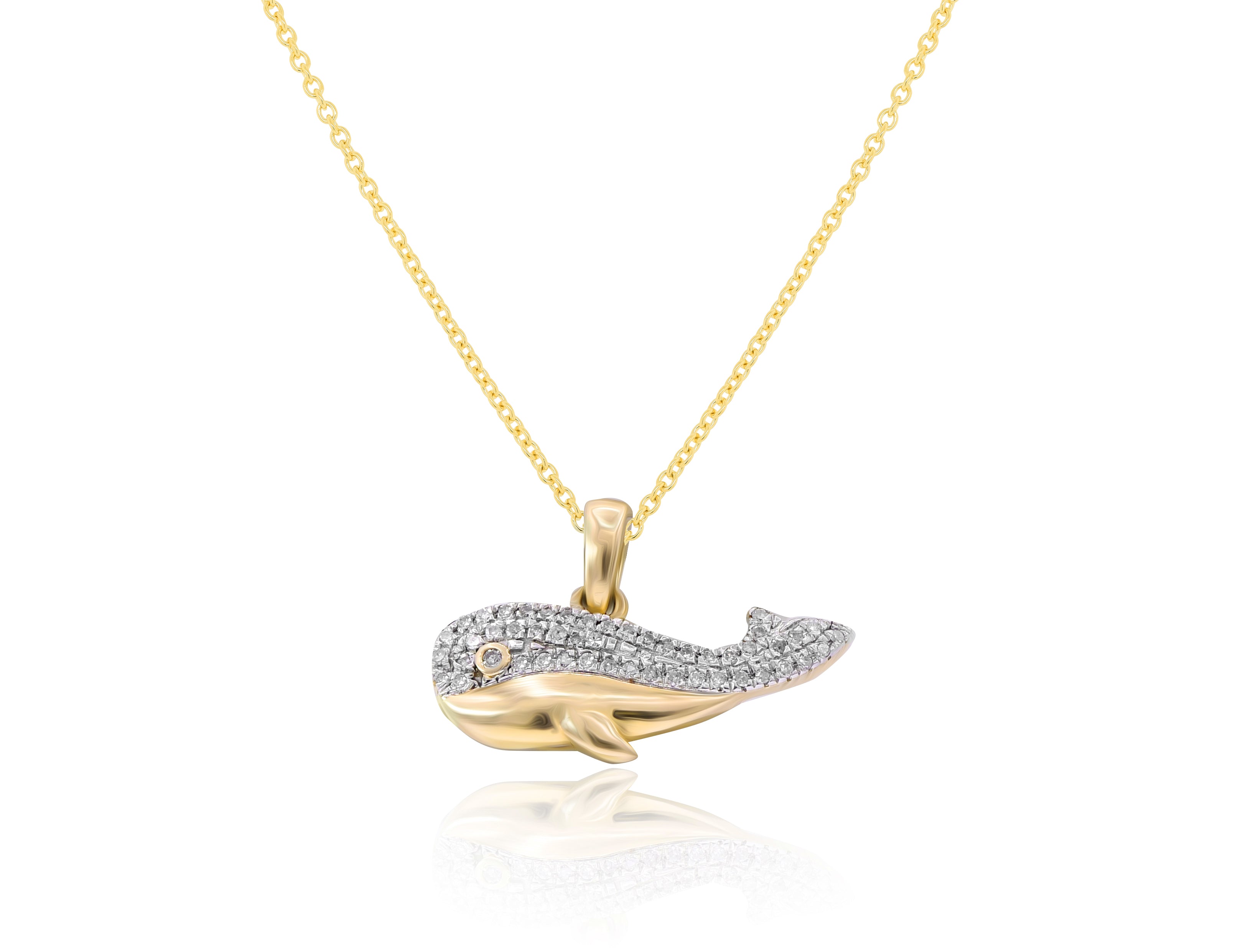 0.1 ct. Diamond 14K Yellow Gold Whale Pendant