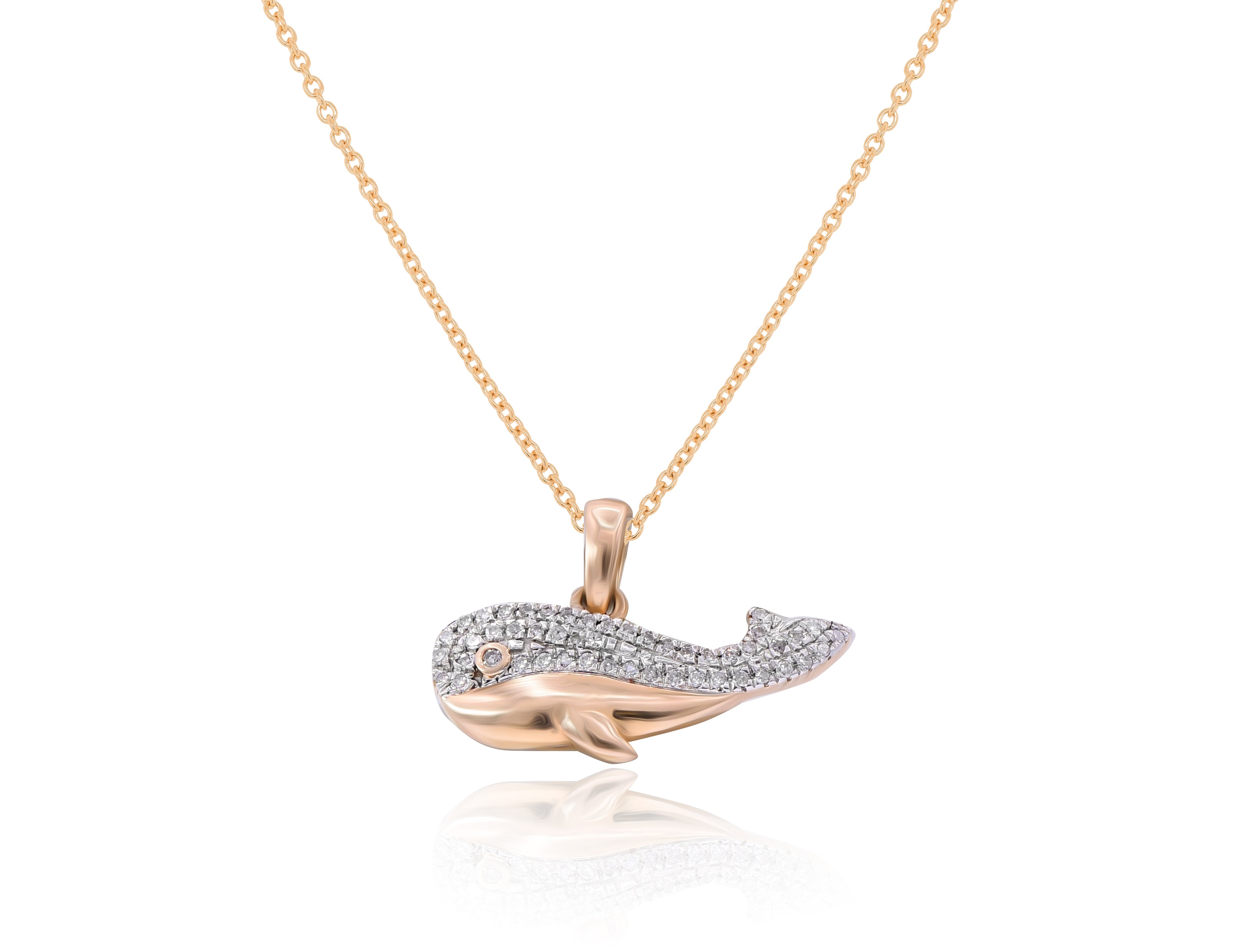 0.1 ct. Diamond 14K Rose Gold Whale Pendant