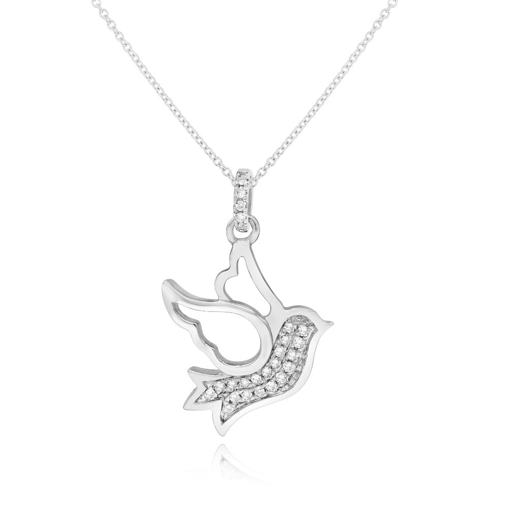 0.1 ct. Diamond 14K White Gold Dove Pendant