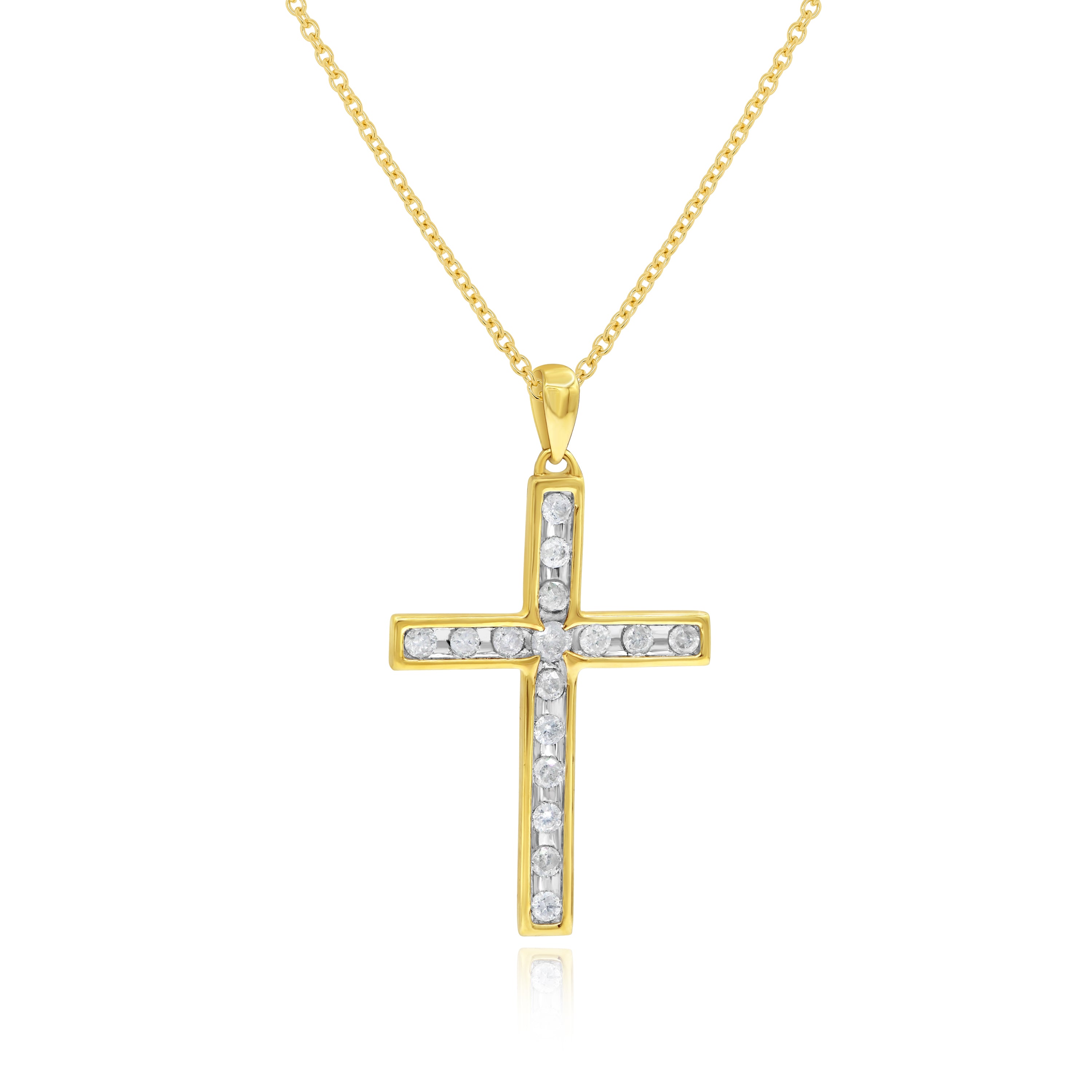 0.53 ct. Diamond 14K Yellow Gold Cross Pendant