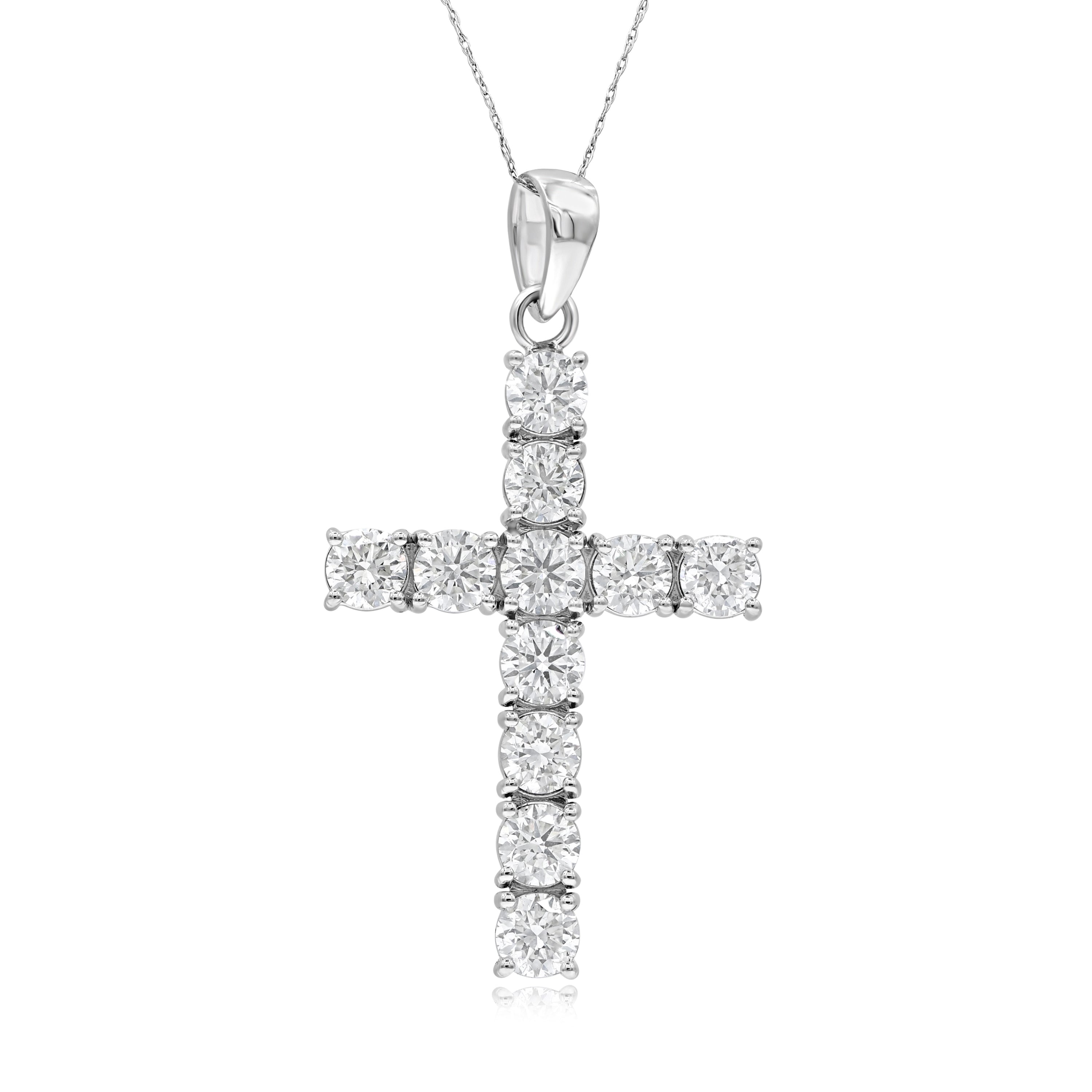 5.42 ct. Diamond 18K White Gold Cross Pendant