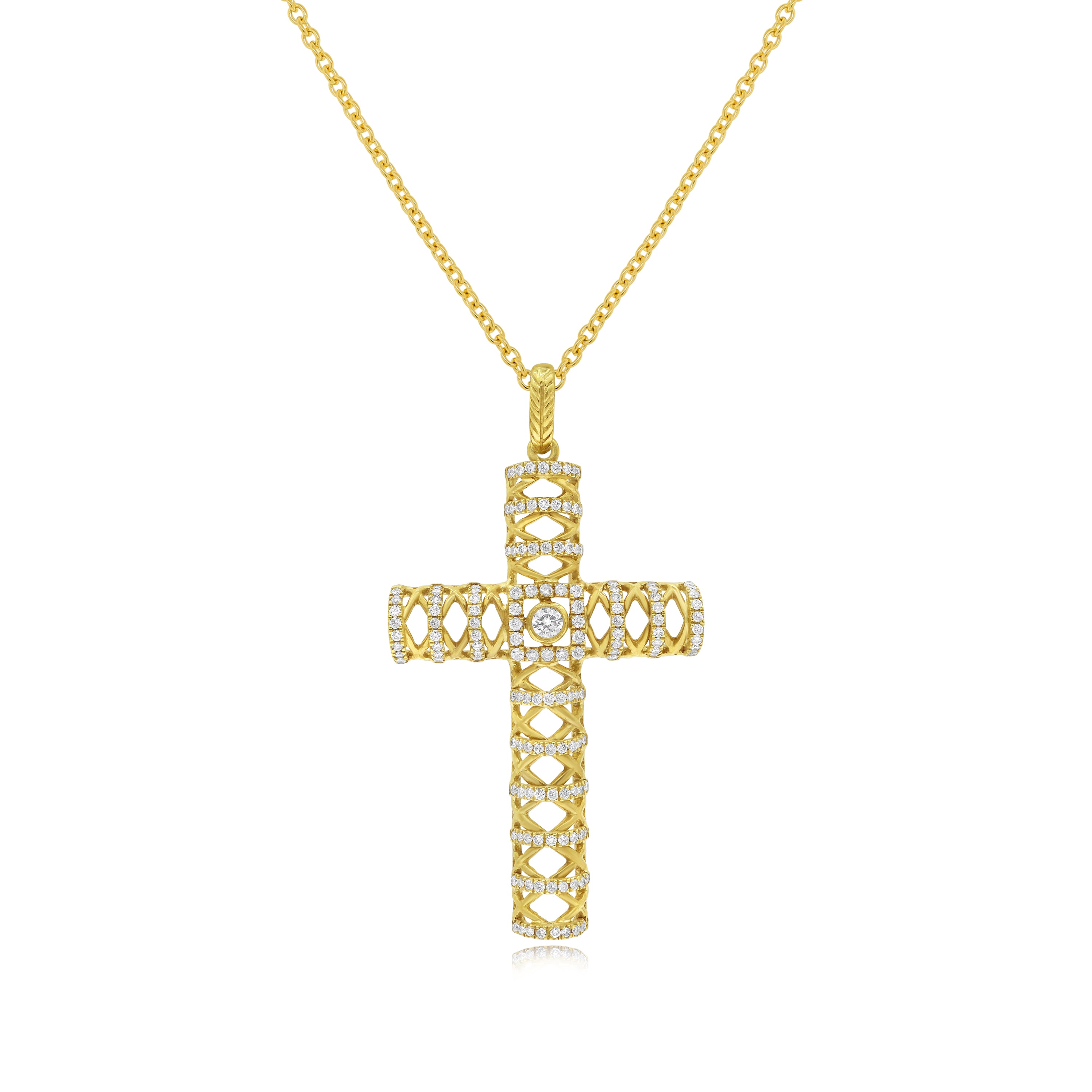 0.52 ct. Diamond 14K Yellow Gold Cross Pendant