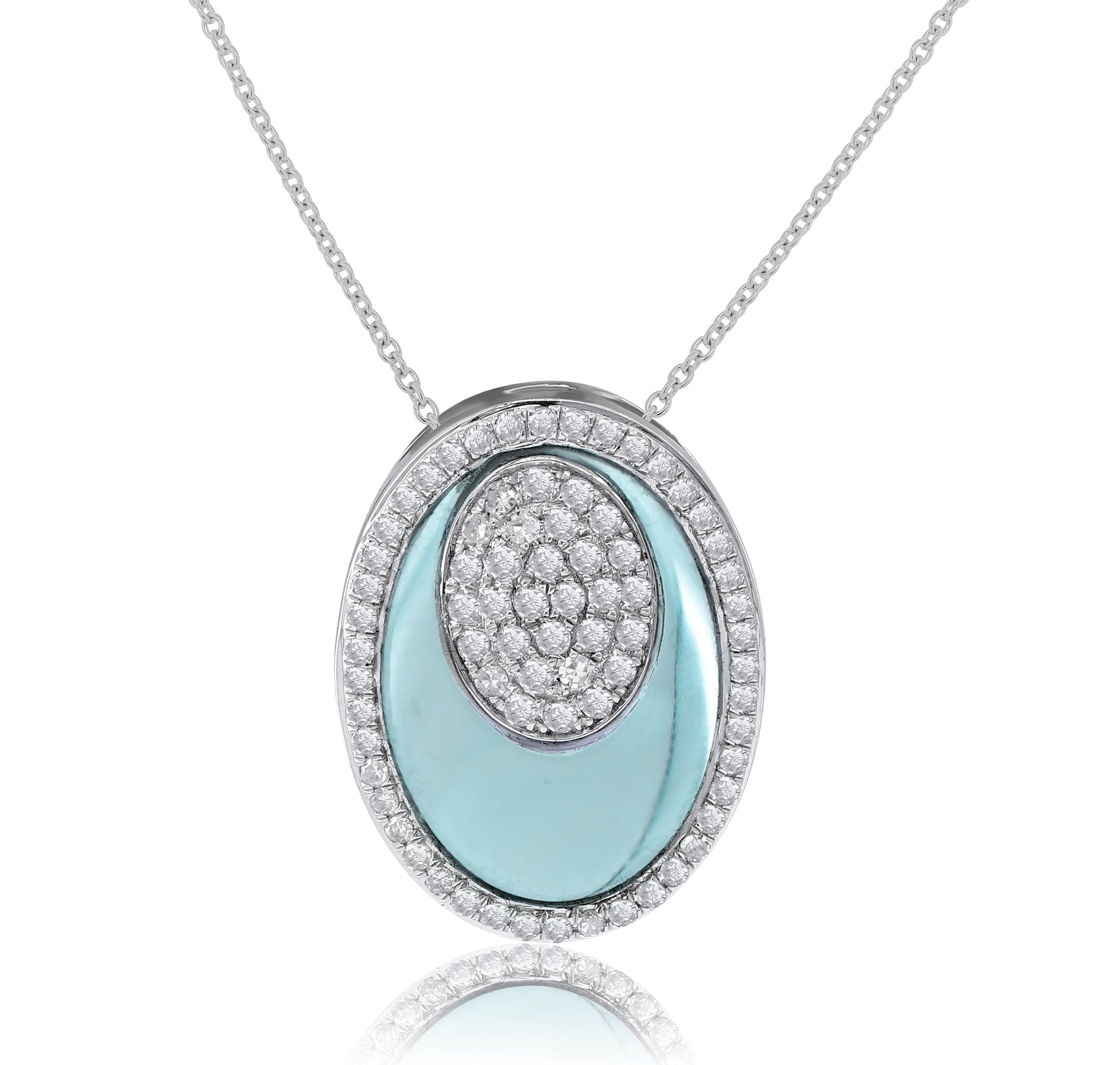 5.59 ct. Blue Topaz & 0.48 ct. Diamond 14K White Gold Pendant With 18" Chain