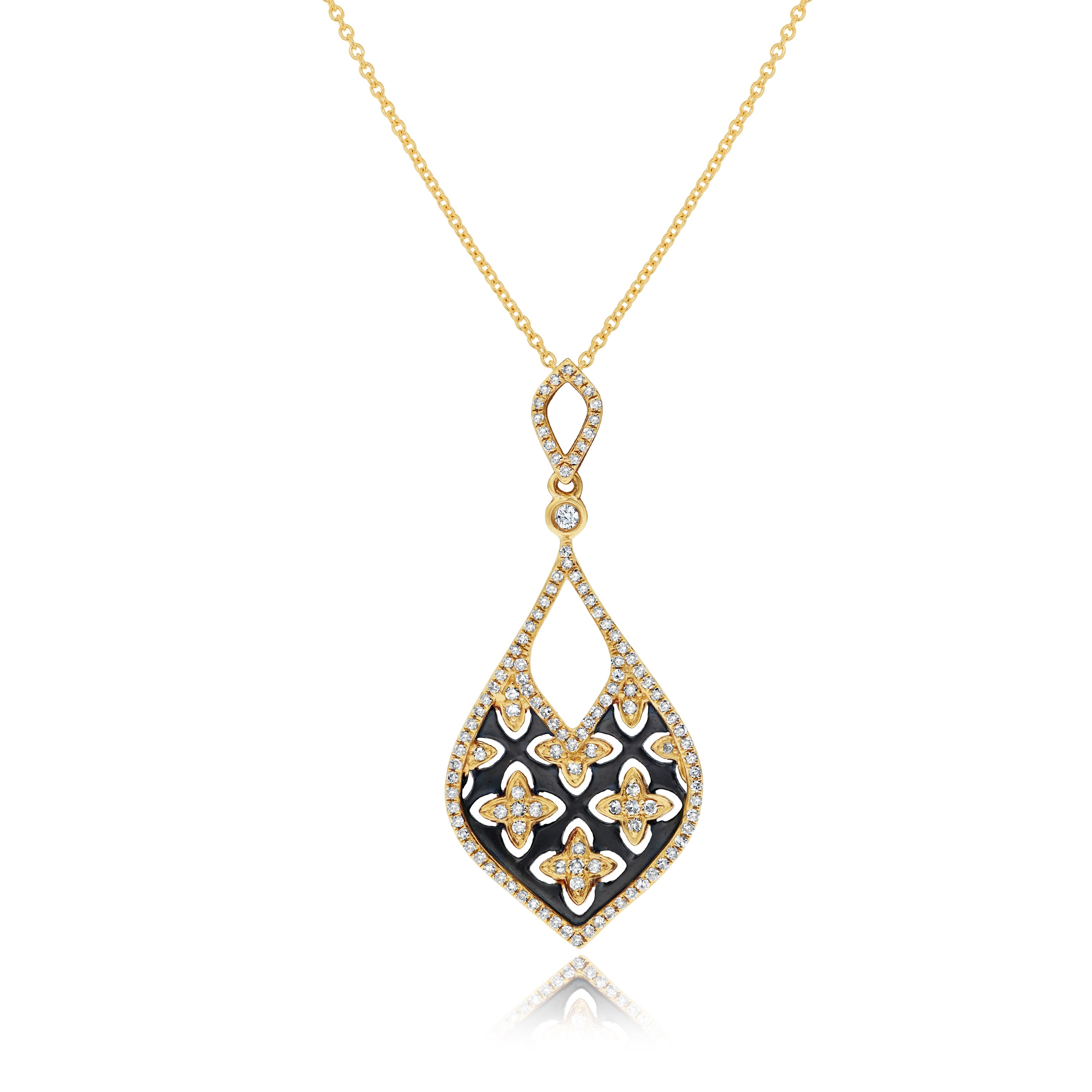 0.42 ct. Diamond 14K Yellow Gold Teardrop Pendant