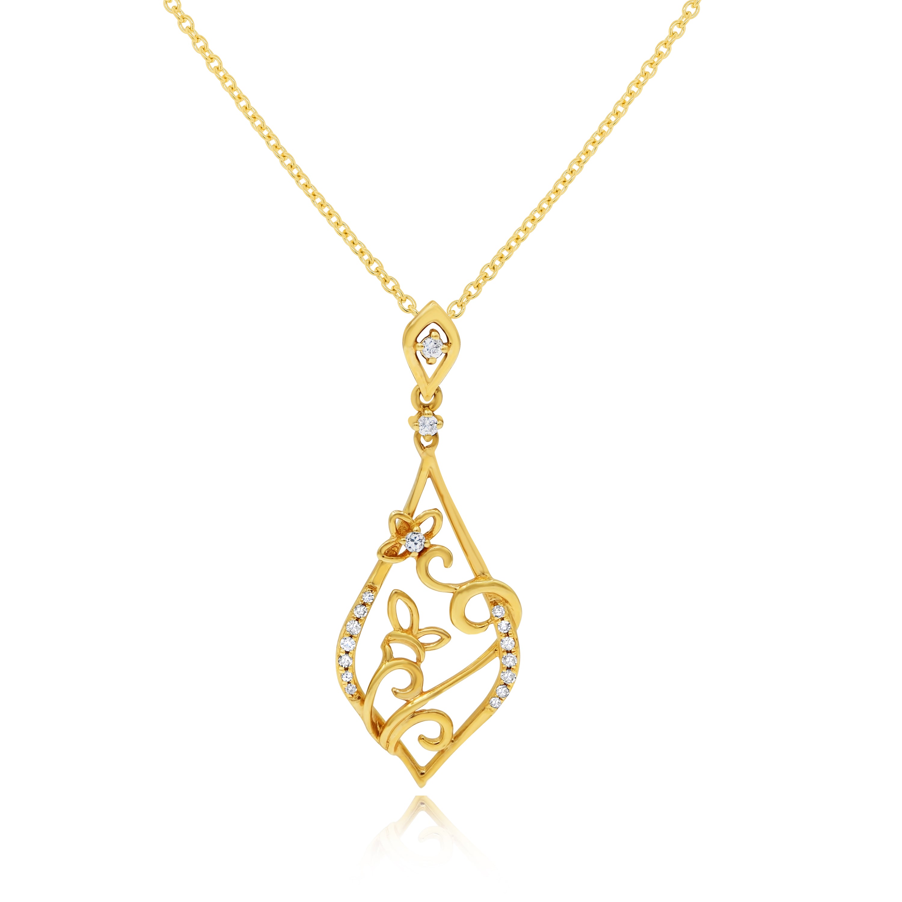 0.14 ct. Diamond 14K Yellow Gold Drop Pendant