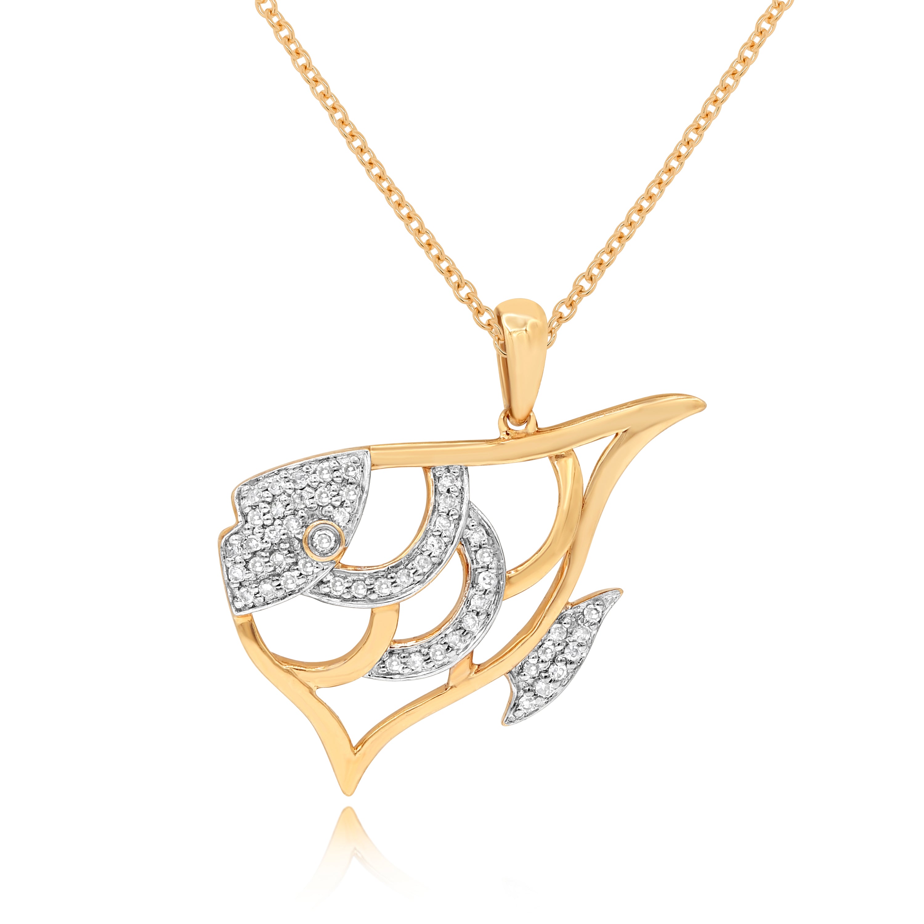 0.23 ct. Diamond 14K Rose Gold Fish Pendant