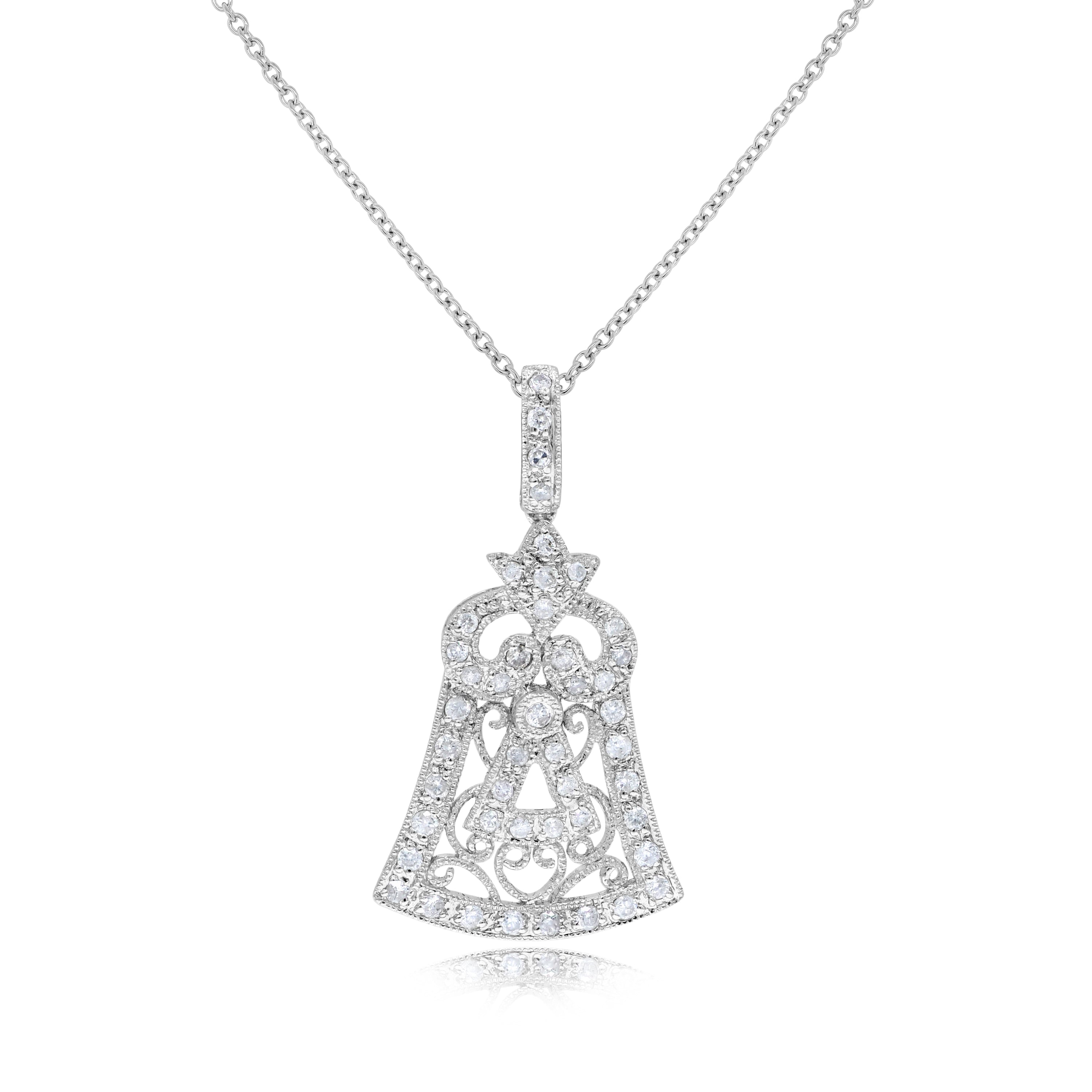 0.43 ct. Diamond 14K White Gold Antique Halo Pendant