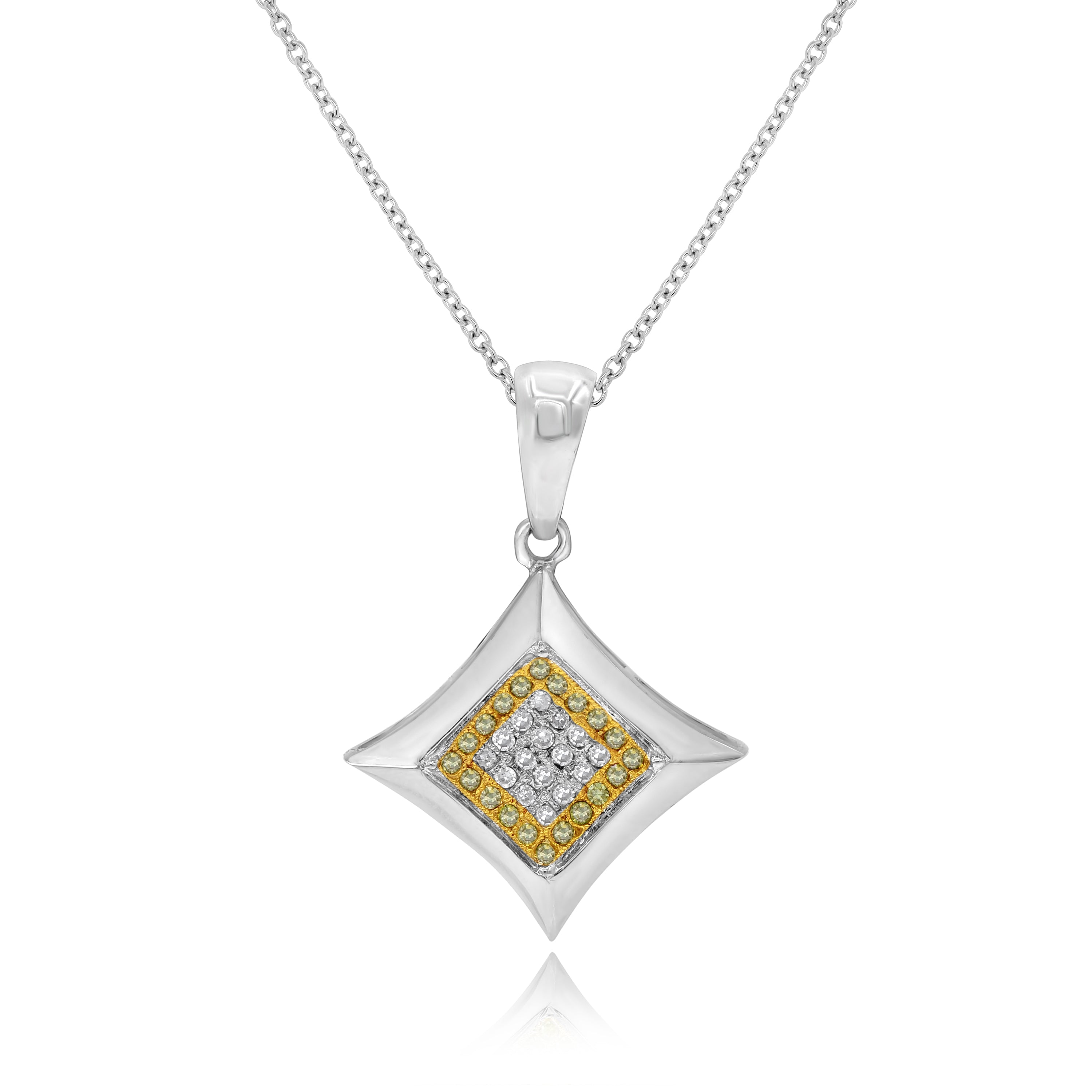 0.13 ct. Diamond 14K White Gold Diagonal Kite Pendant