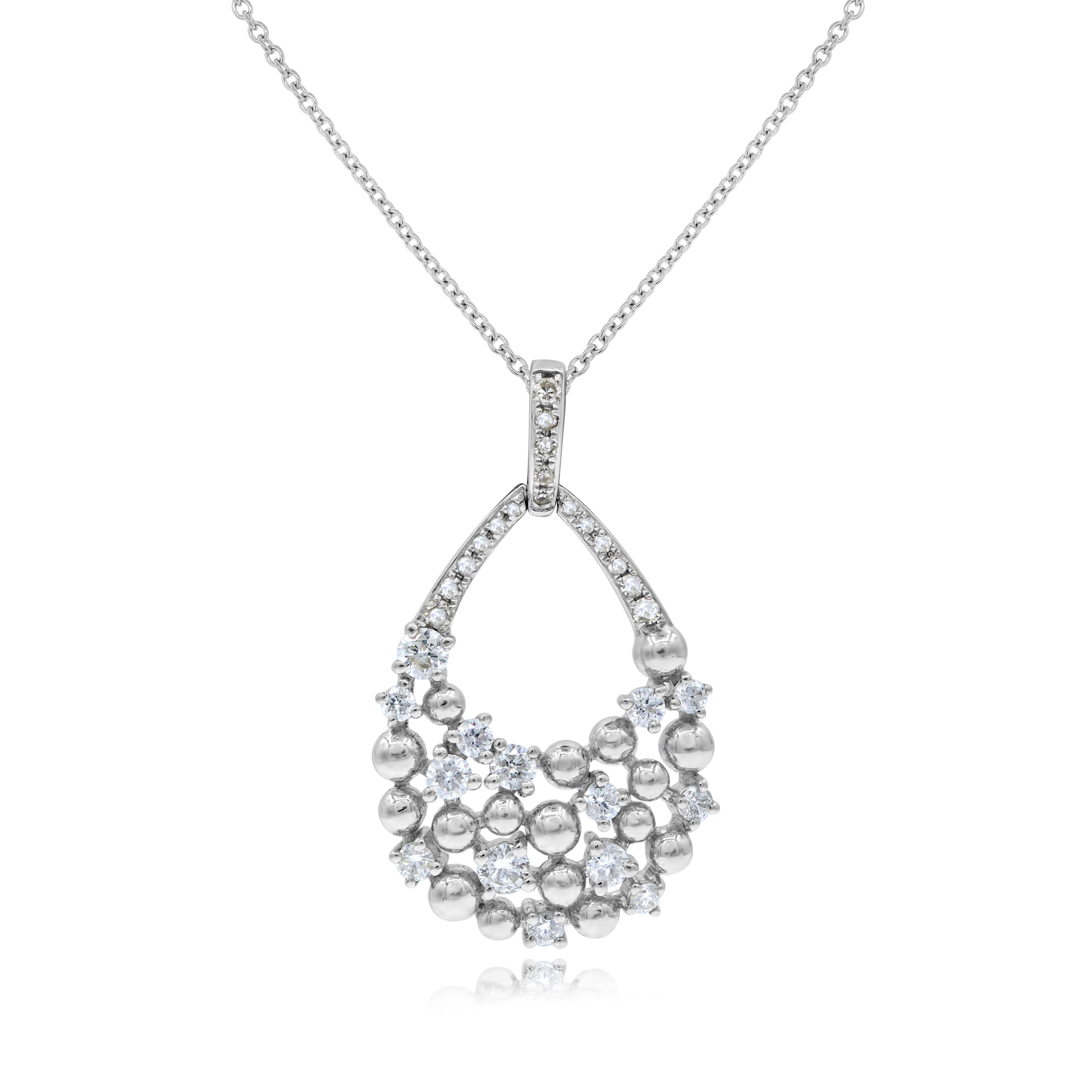 0.41 ct. Diamond 14K White Gold Open Teardrop Cluster Pendant