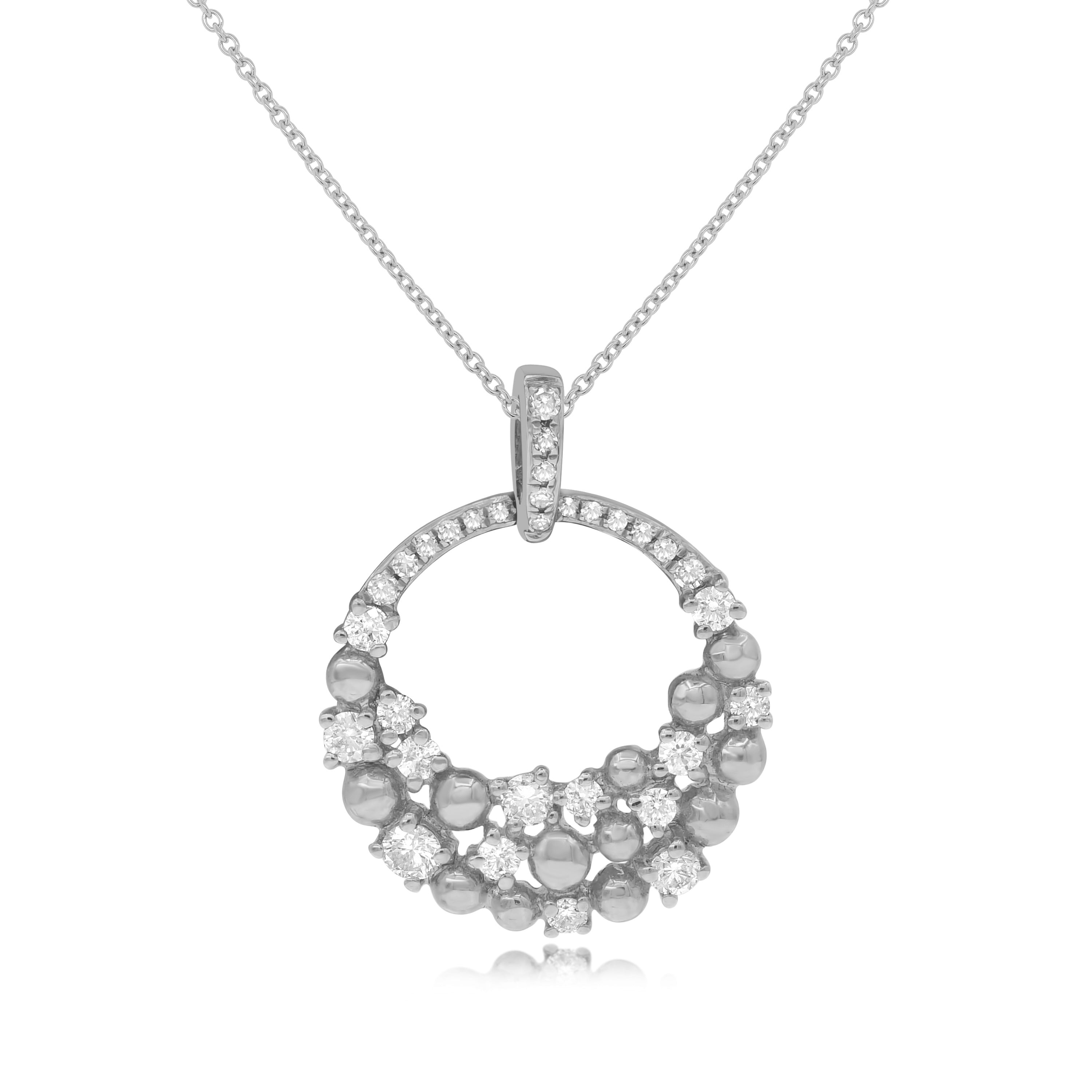 0.41 ct. Diamond 14K White Gold Open Circle Cluster Pendant