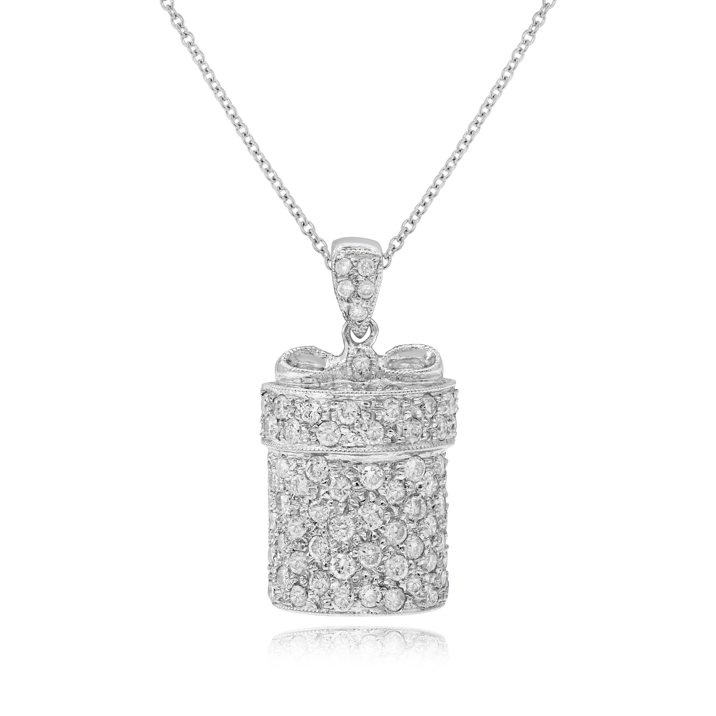 1.3 ct. Diamond 14K White Gold Gift Charm Pendant