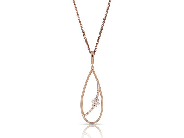 0.09 ct. Diamond 14K Rose Gold Open Teardrop Pendant