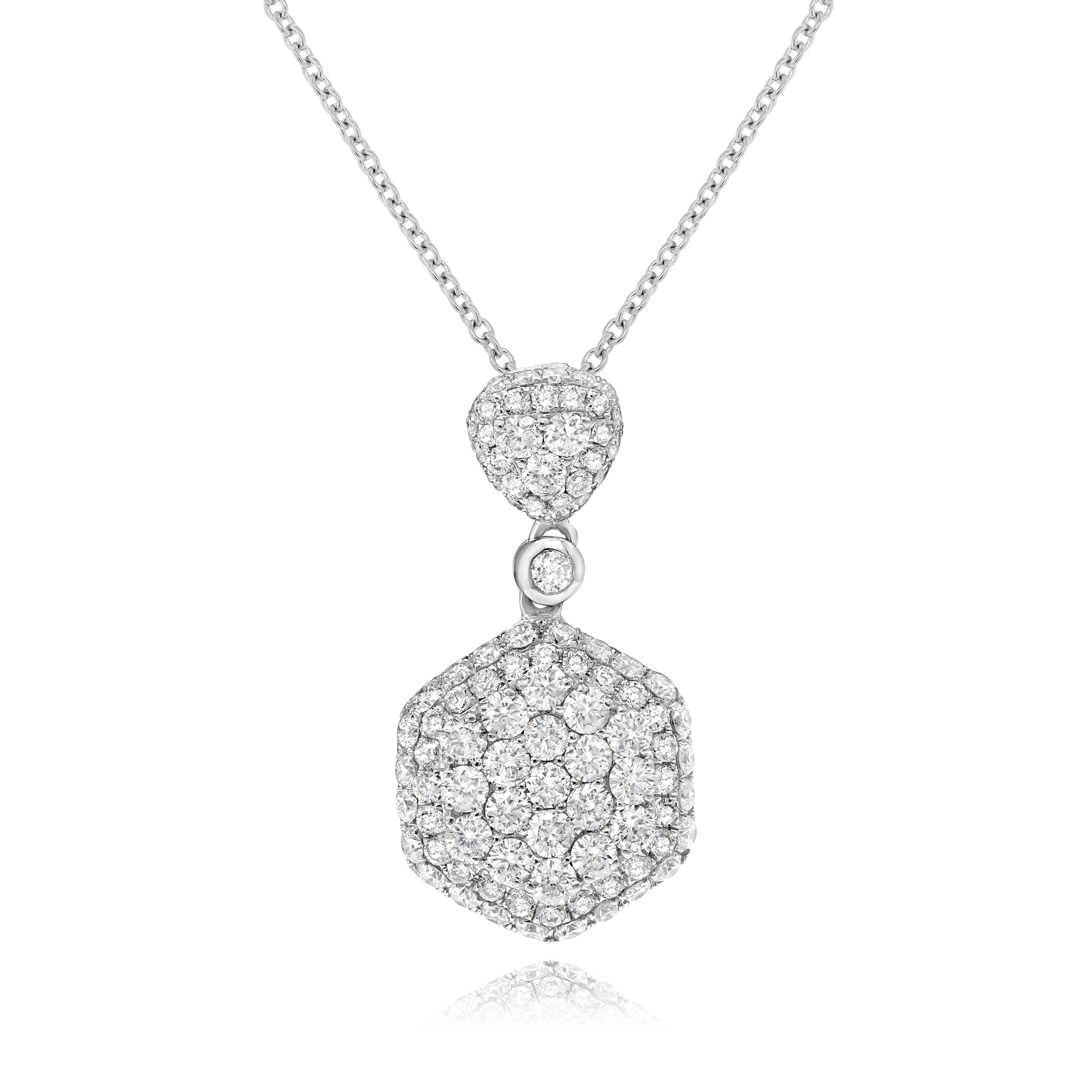 1.67 ct. Diamond 14K White Gold Micro Pave Hexagon Dangle Pendant