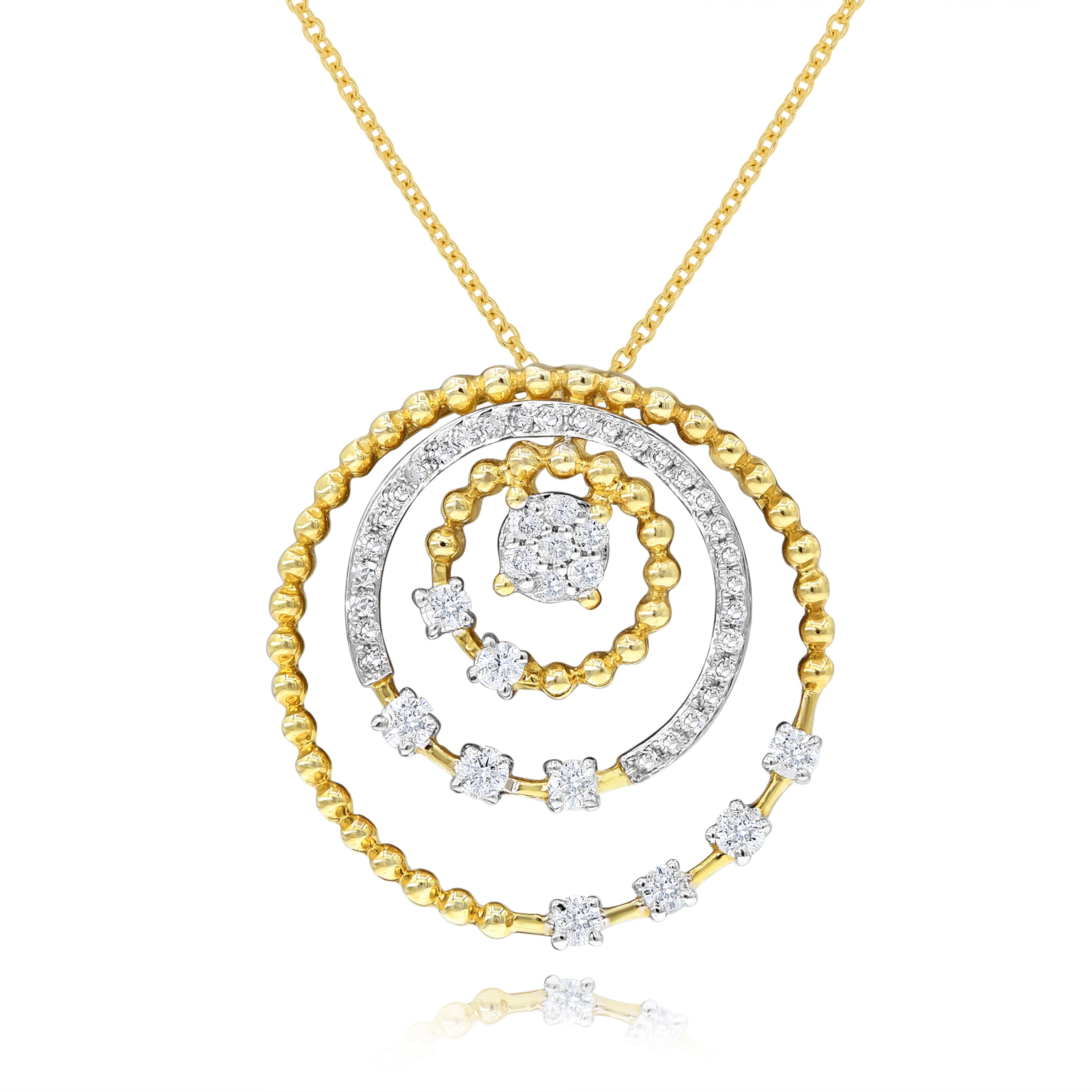 0.31 ct. Diamond 14K Yellow Gold Circle Pendant