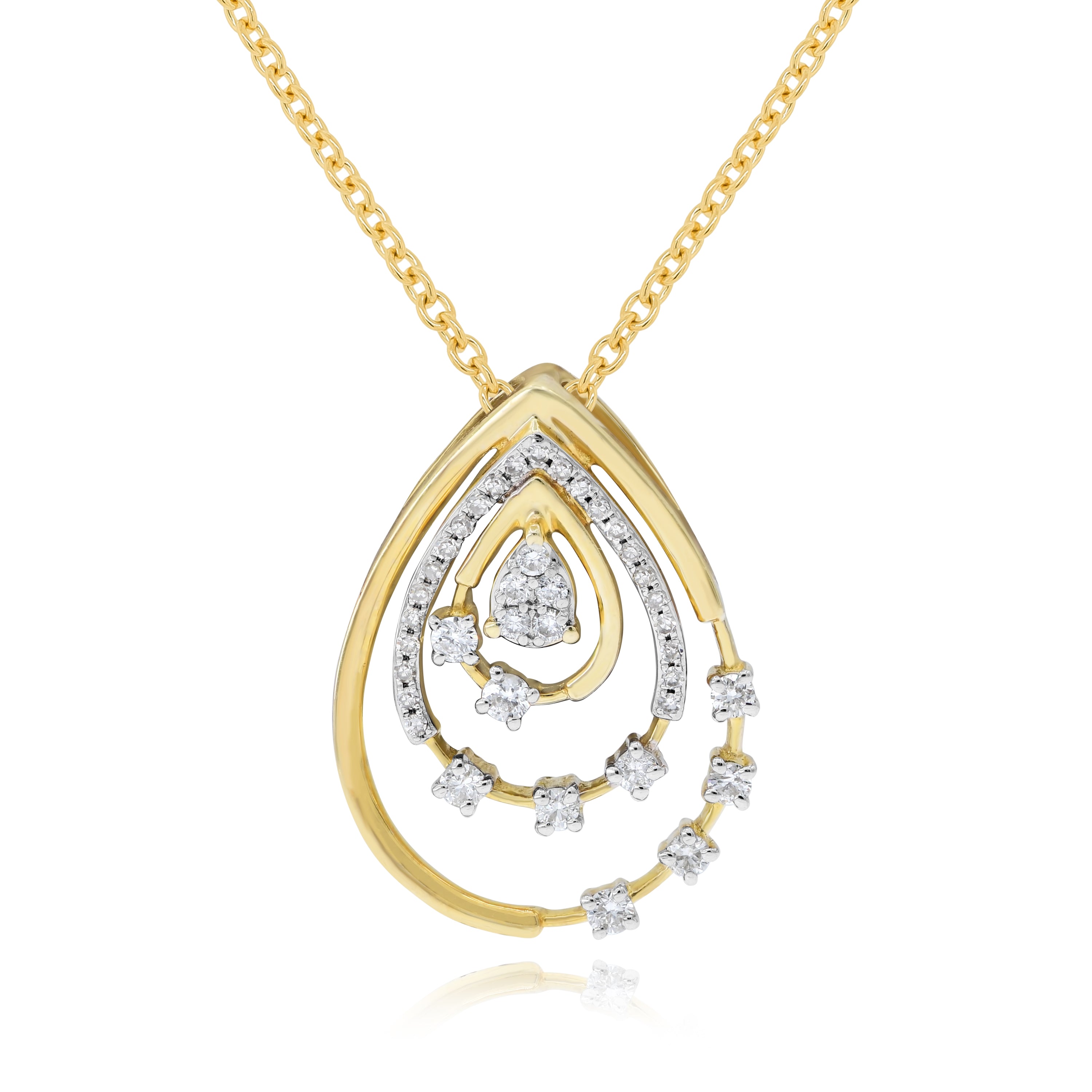 0.3 ct. Diamond 14K Yellow Gold Teardrop Pendant