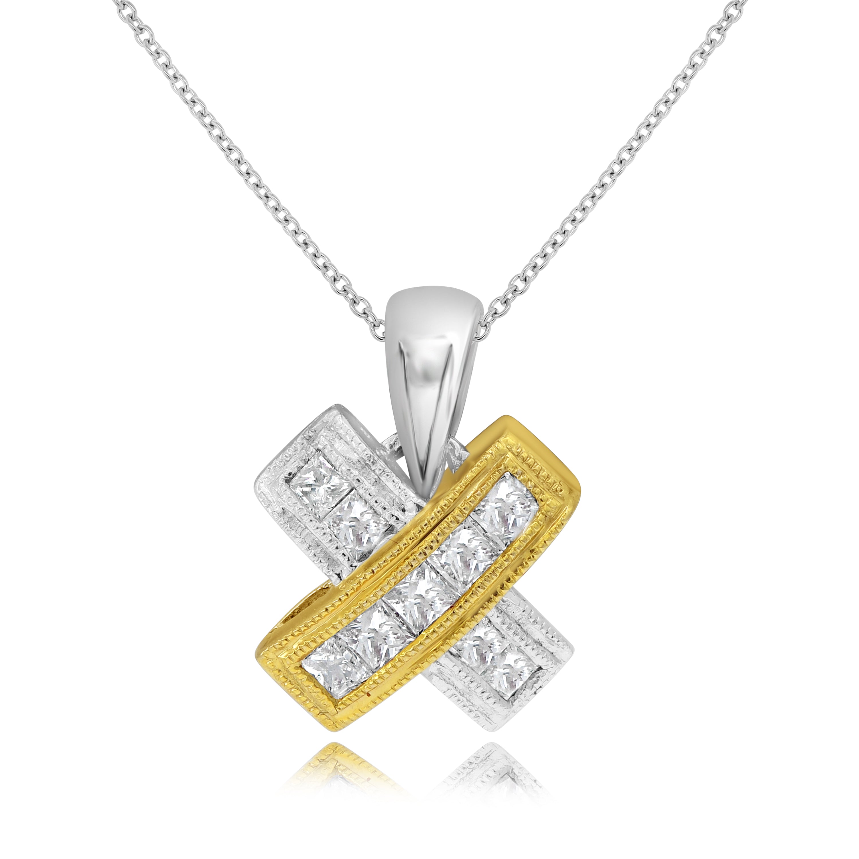 0.42 ct. Diamond 14K Two Tone Gold Cross Pendant