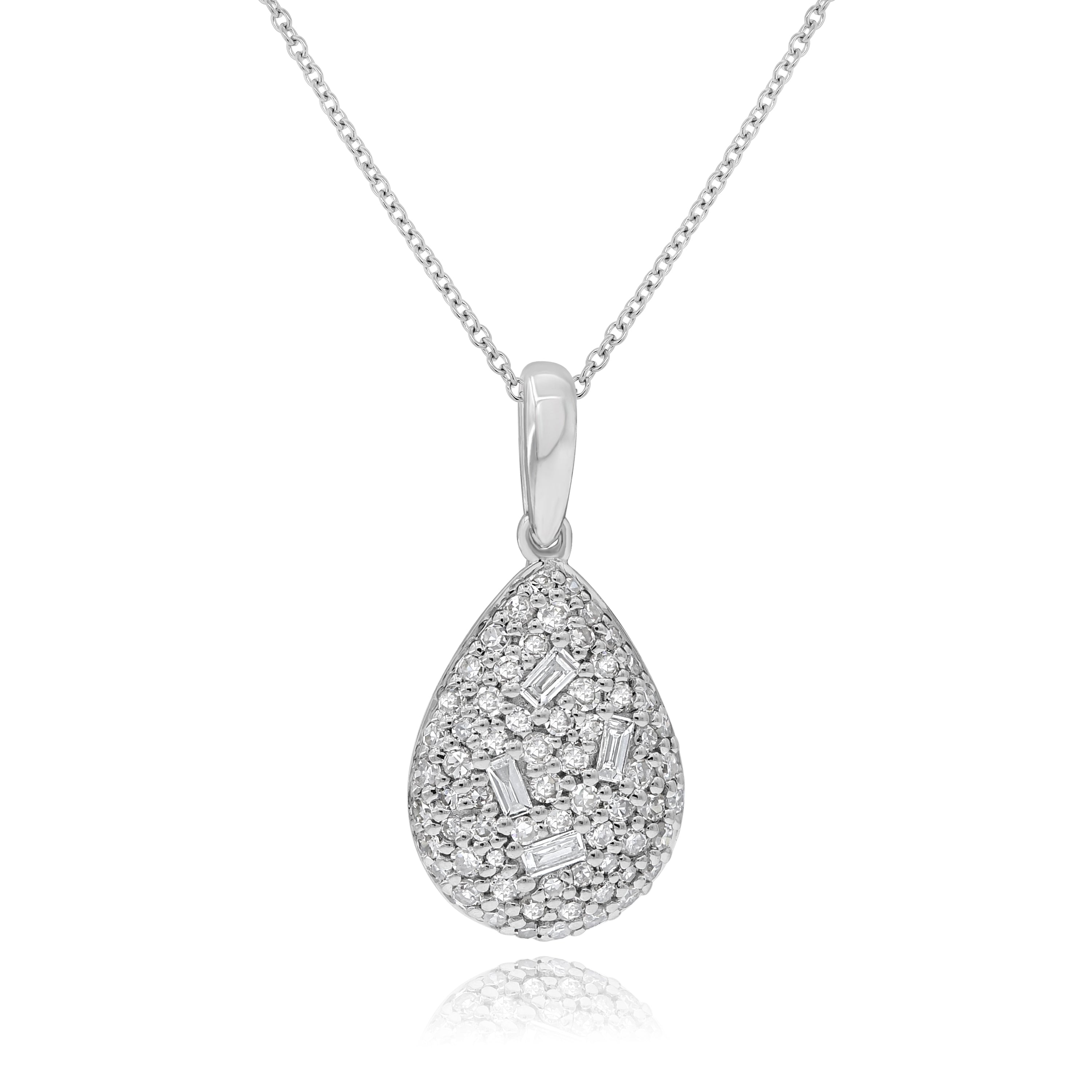 0.48 ct. Diamond 14K White Gold 3D Classic Teardrop Cluster Pendant