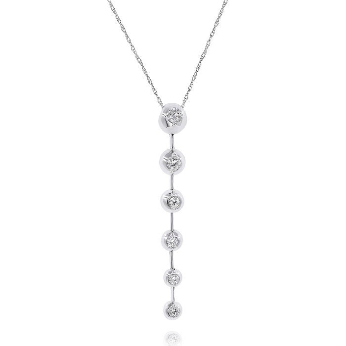 0.27 ct. Diamond 14K White Gold Six Stone Linear Pendant