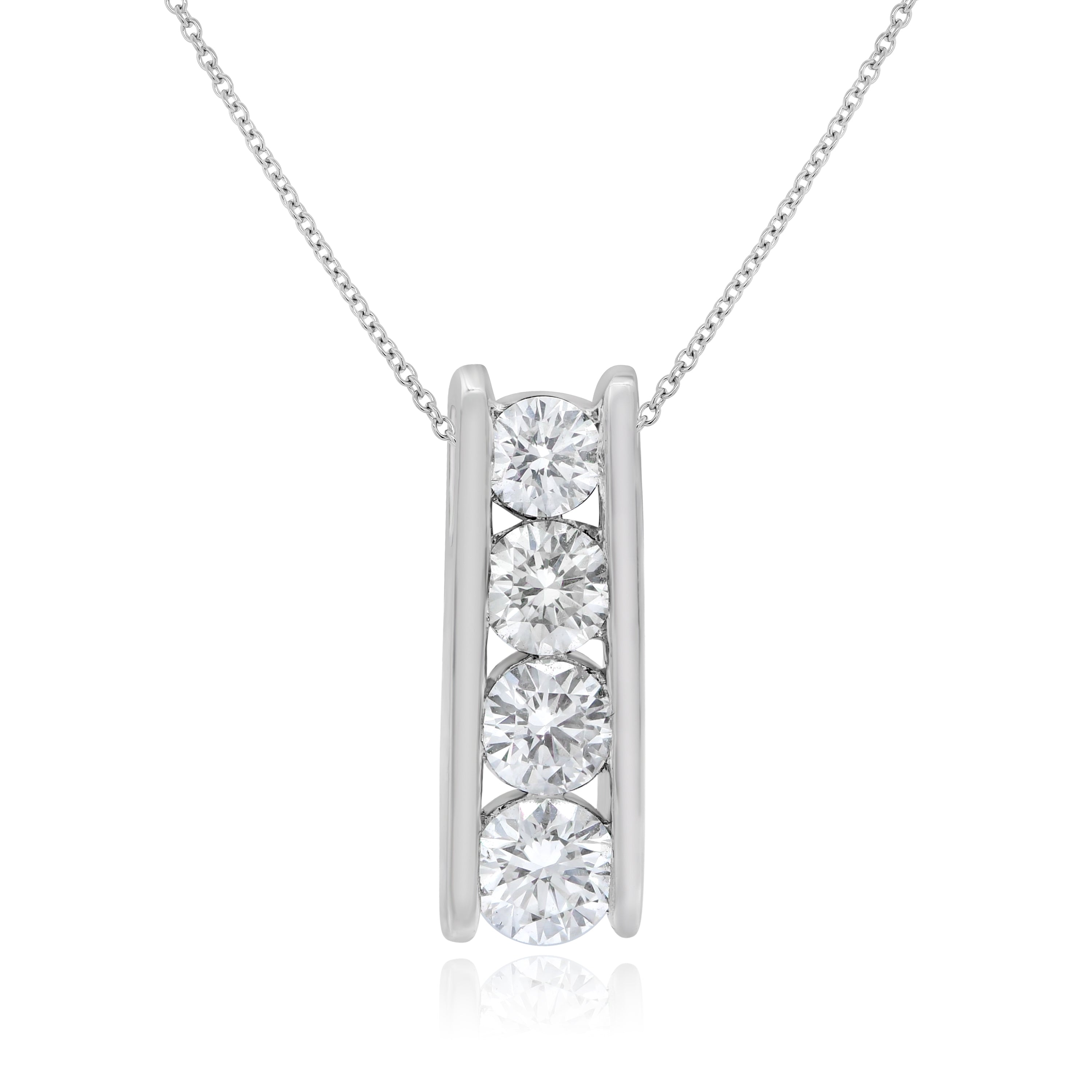 0.83 ct. Diamond 14K White Gold Channel Set Pendant