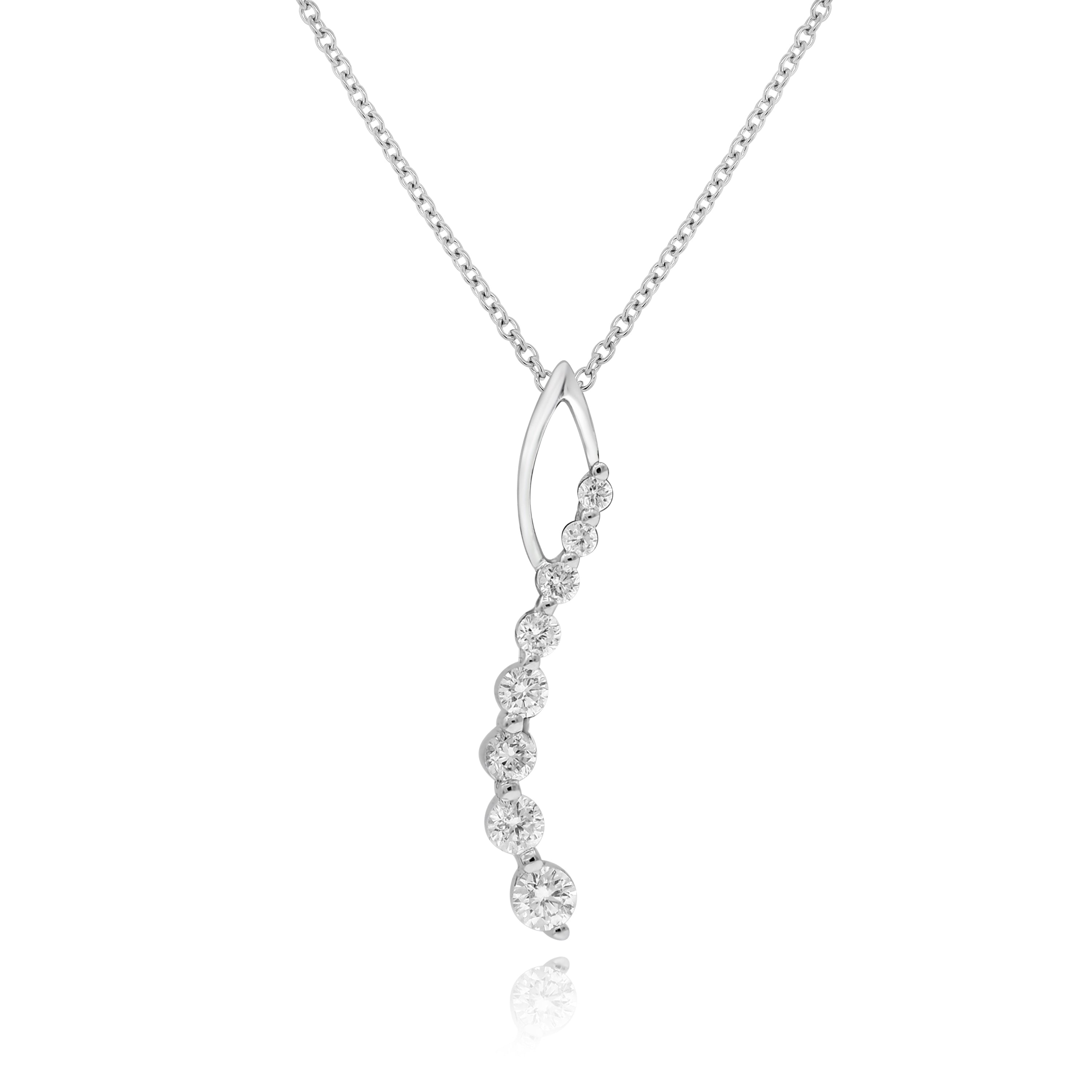 0.23 ct. Diamond 14K White Gold Floating Wave Journey Pendant