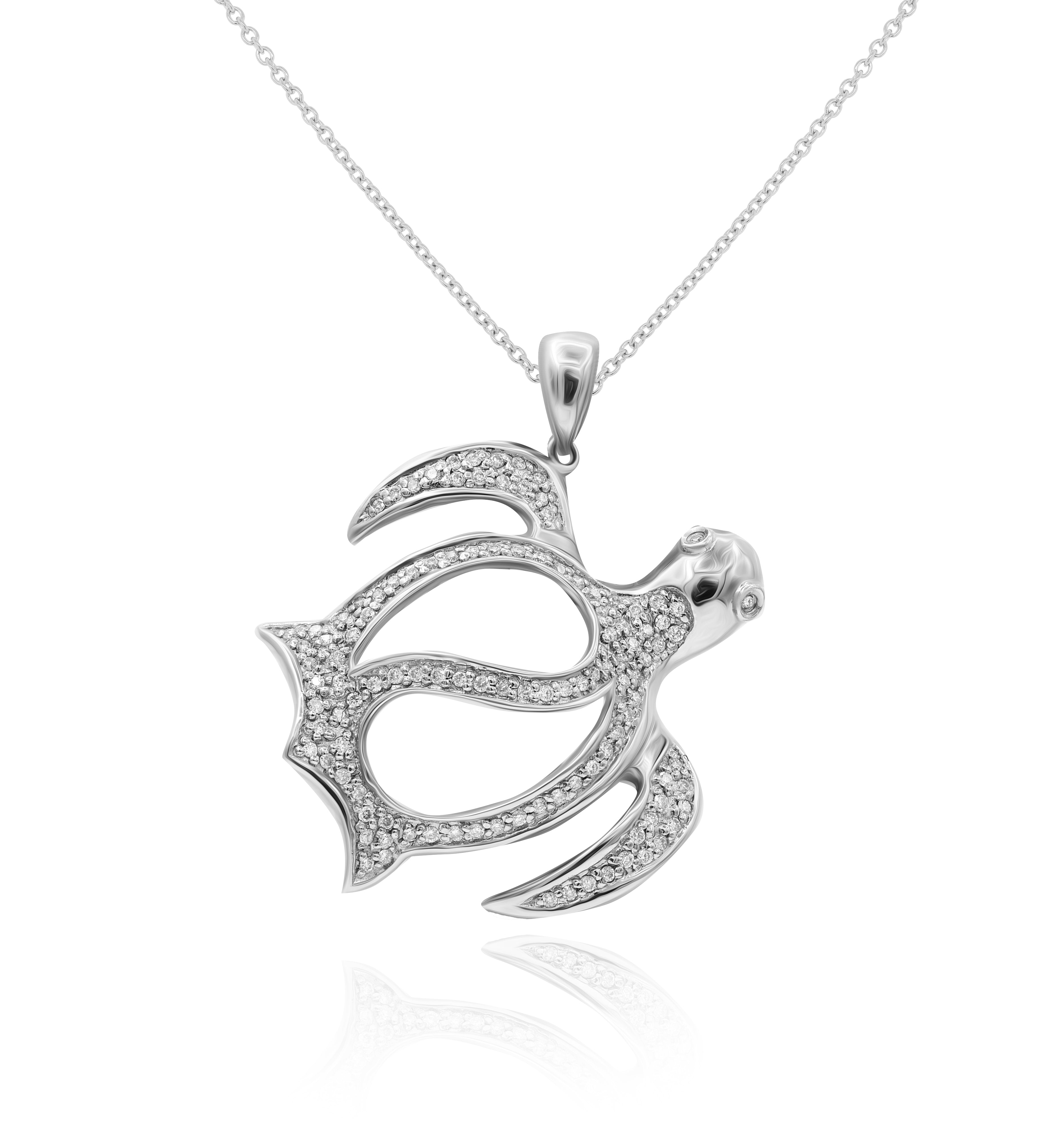 0.35 ct. Diamond 14K White Gold Turtle Pendant