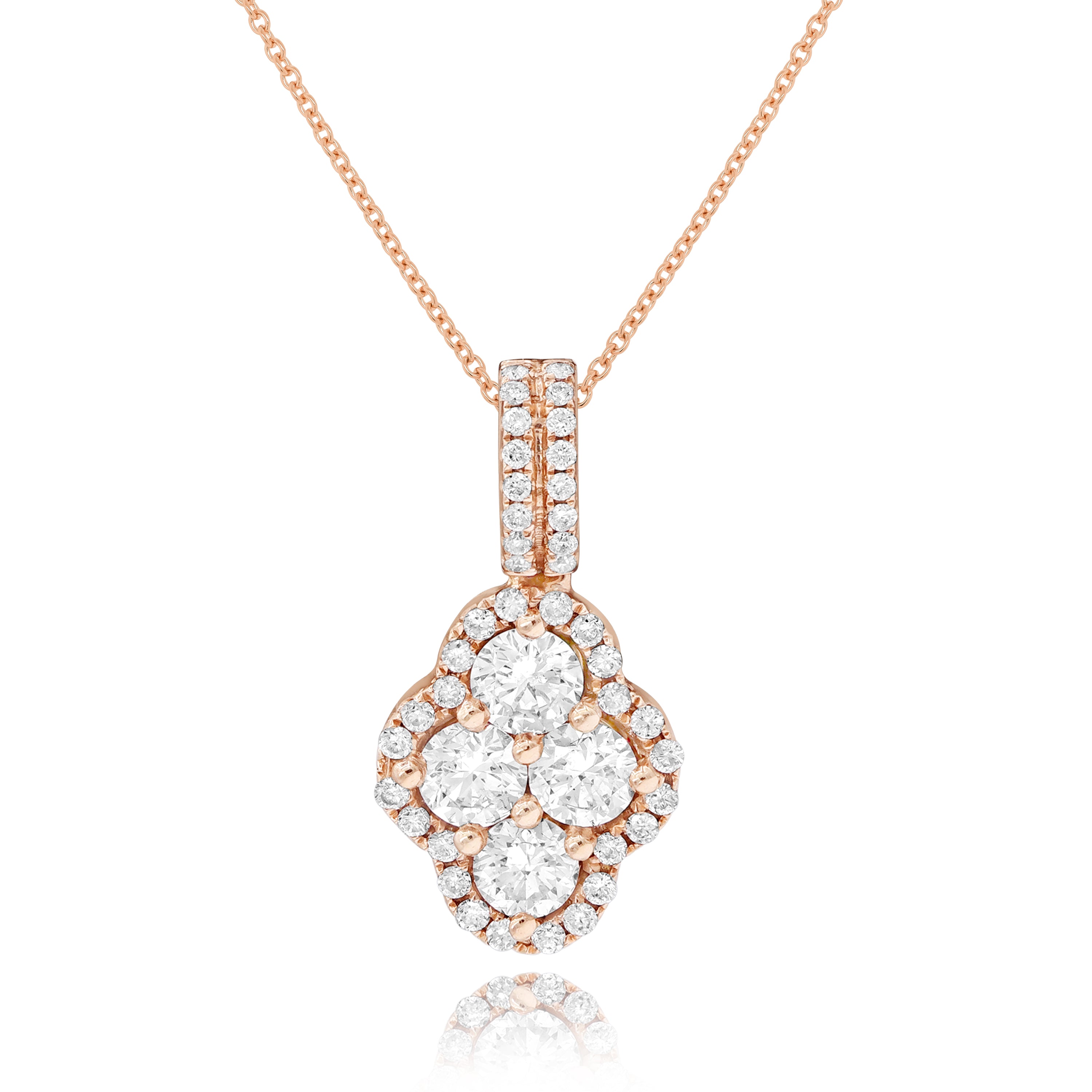 1 ct. Diamond 14K Rose Gold Open Halo Pave Pendant