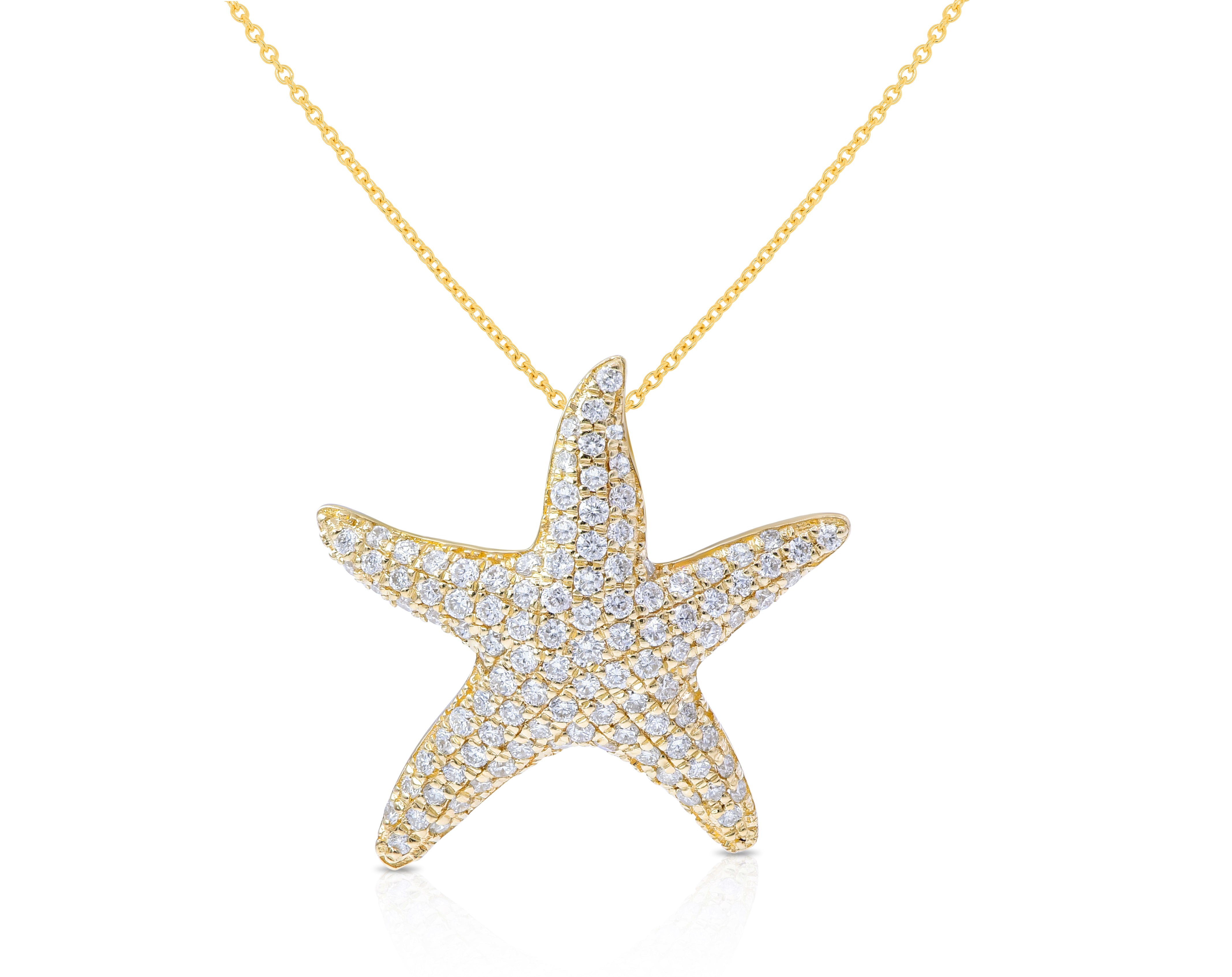 0.57 ct. Diamond 14K Yellow Gold Starfish Pendant