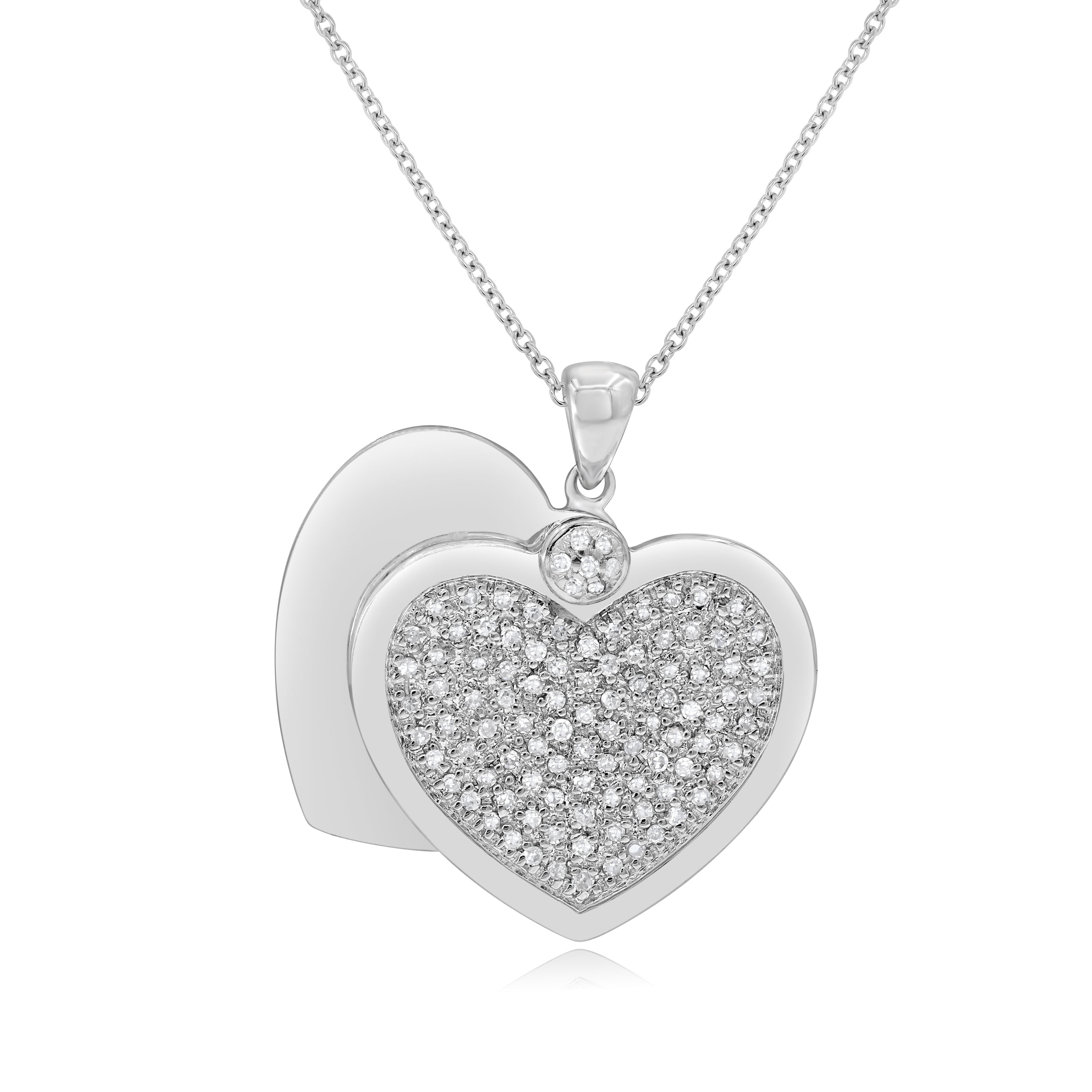 0.42 ct. Diamond 14K White Gold Heart Pendant