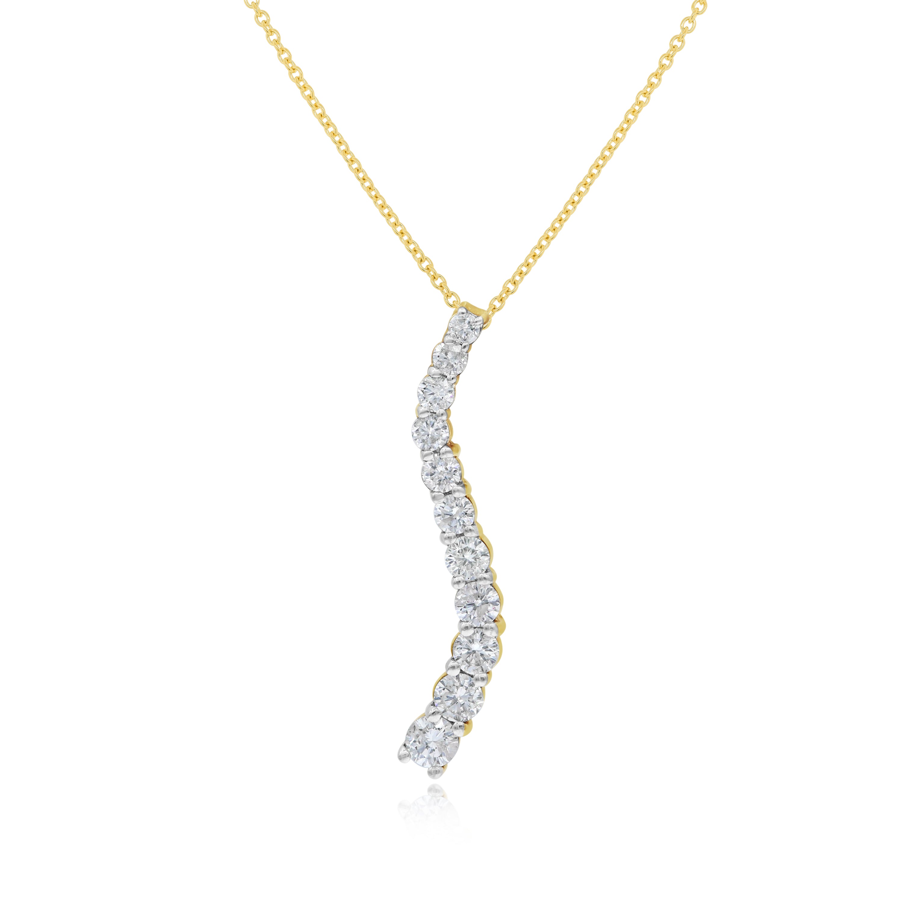 0.74 ct. Diamond 14K Yellow Gold Floating Wave Pendant