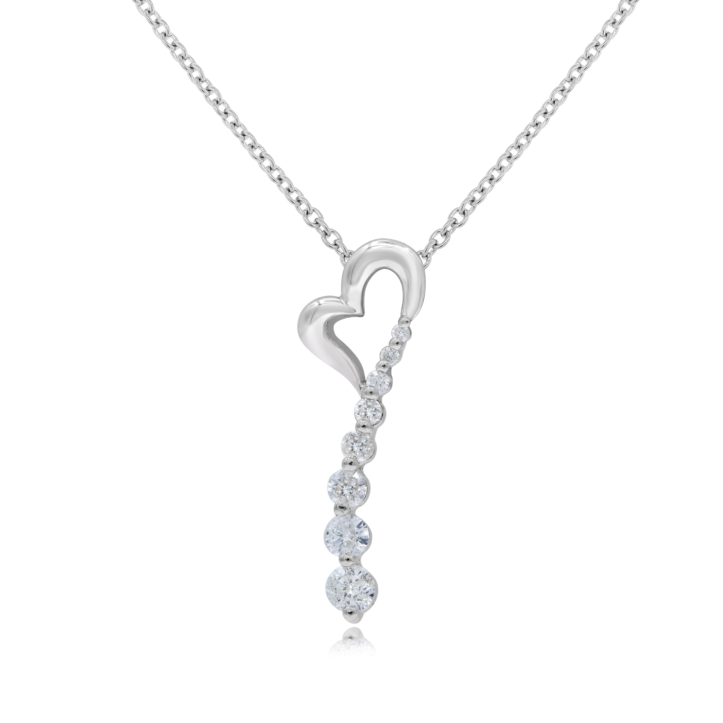 0.25 ct. Diamond 14K White Gold Heart Pendant