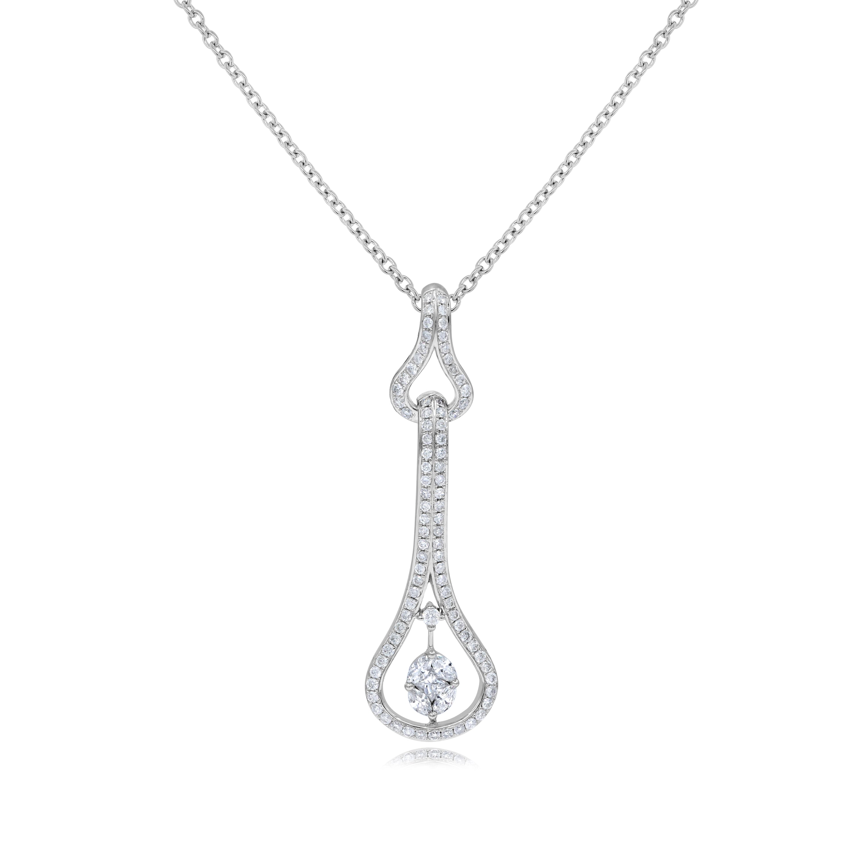 0.76ct Diamond 14K White Gold Teardrop Pendant