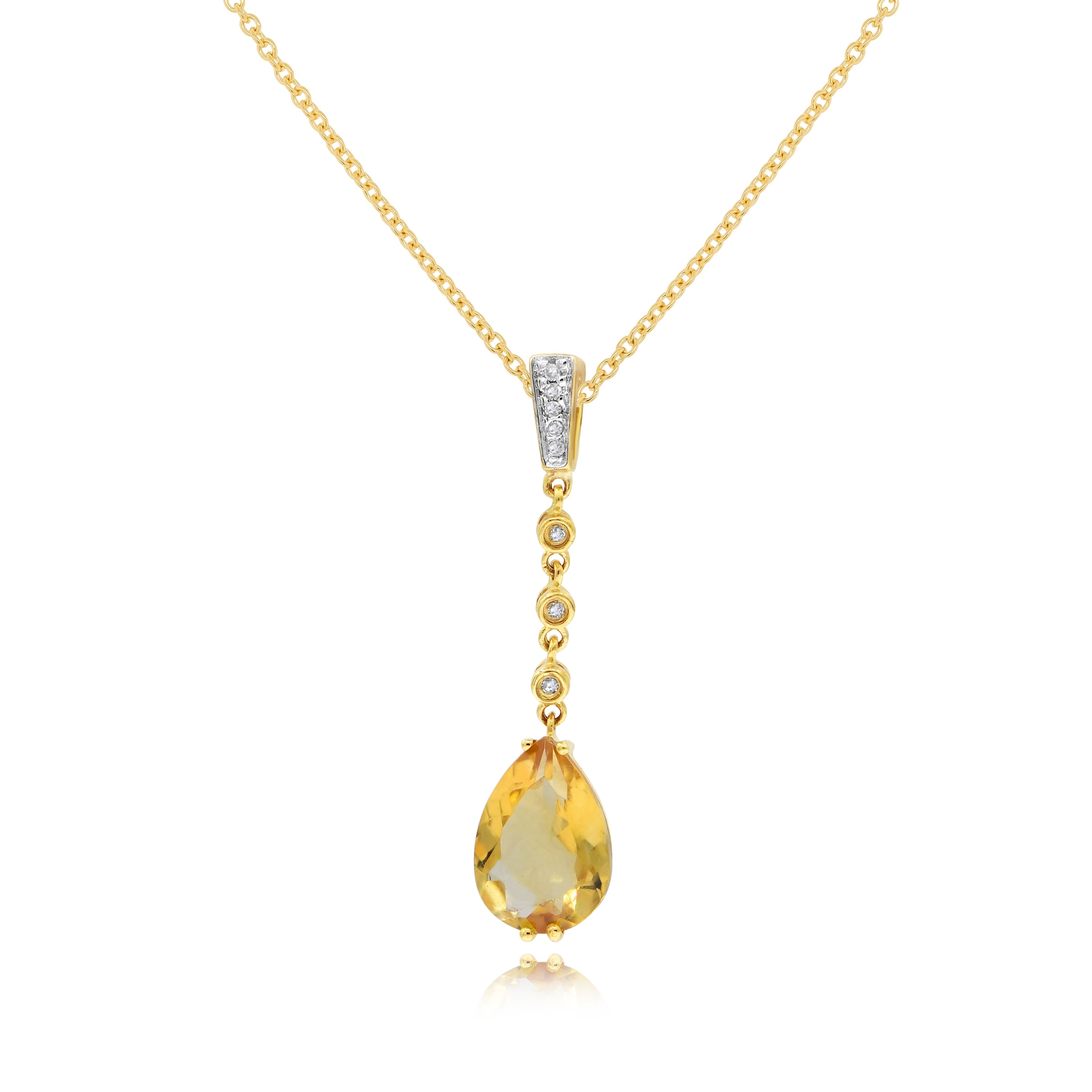 1.52 ct. Citrine & 0.03 ct. Diamond 14K Yellow Gold Cascading Teardrop Pendant