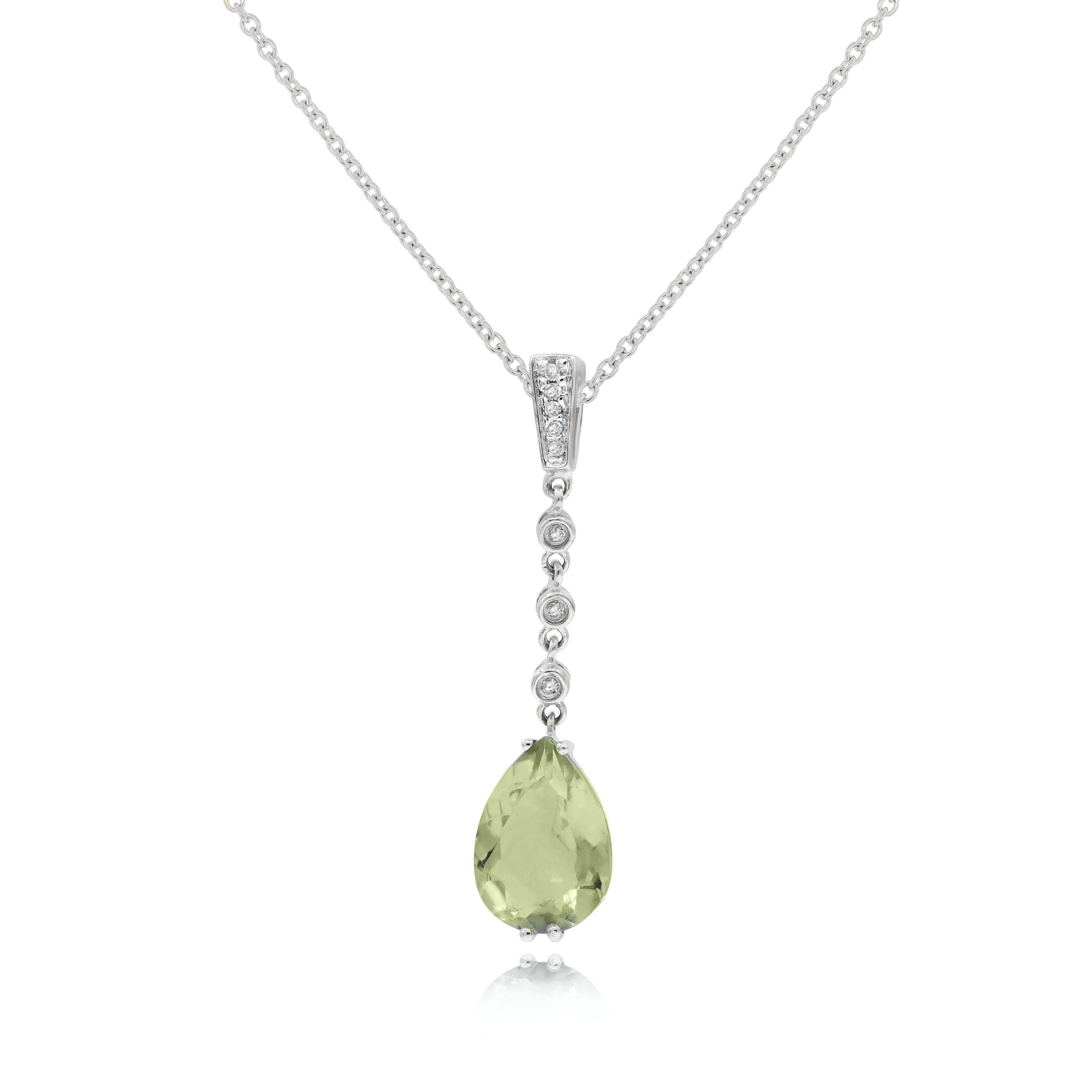 1.61 ct. Quartz & 0.03 ct. Diamond 14K White Gold Cascading Teardrop Pendant