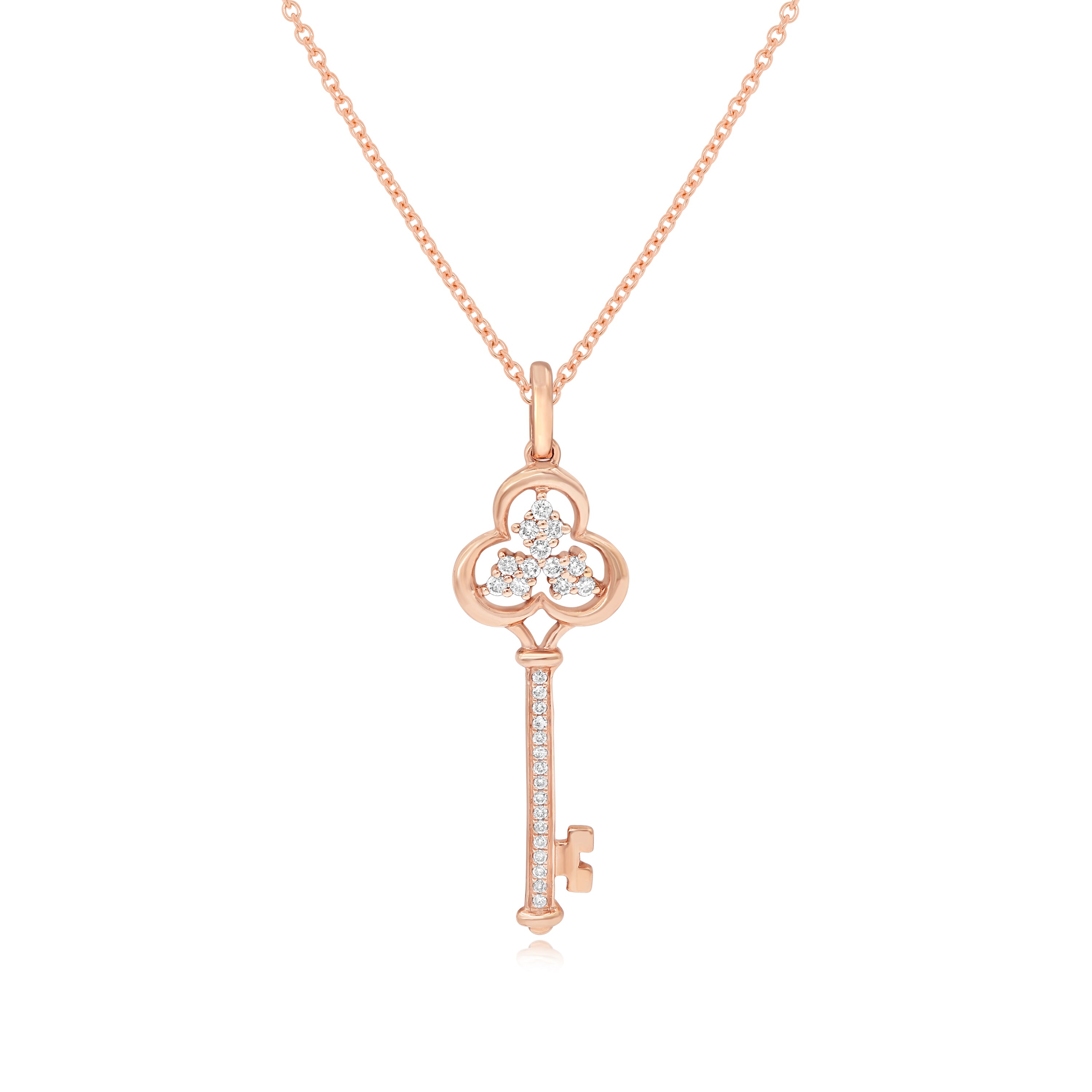 0.21 ct. Diamond 14K Rose Gold Key Pendant