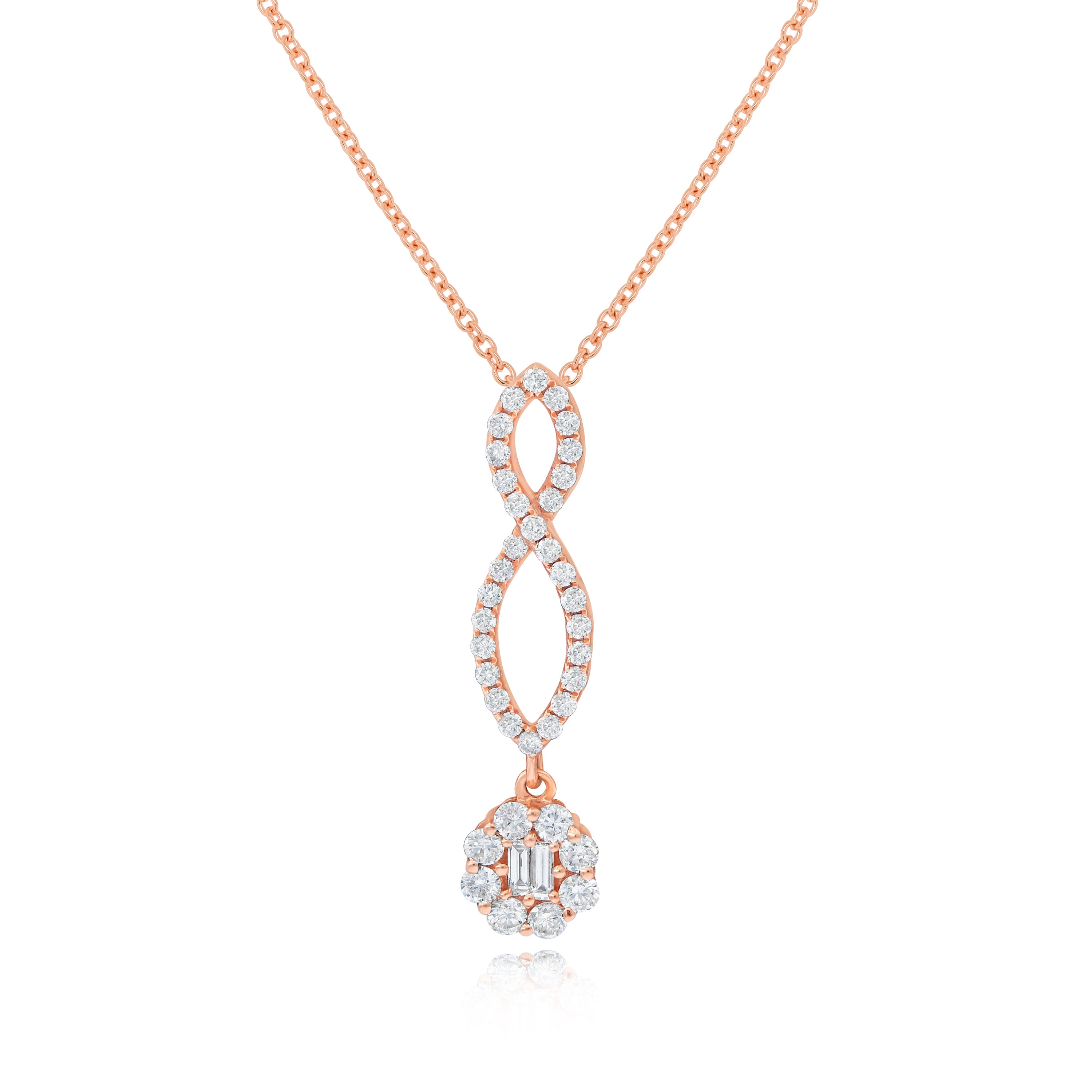 0.53 ct. Diamond 14K Rose Gold Floral Dangle Pendant