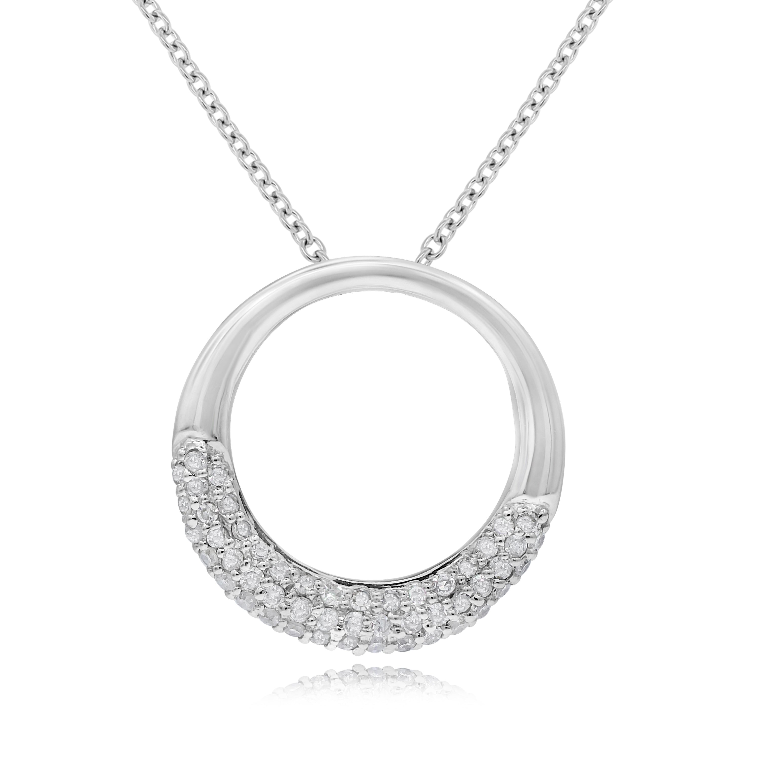 0.27 ct. Diamond 14K White Gold Forever Circle Pave Ring Pendant