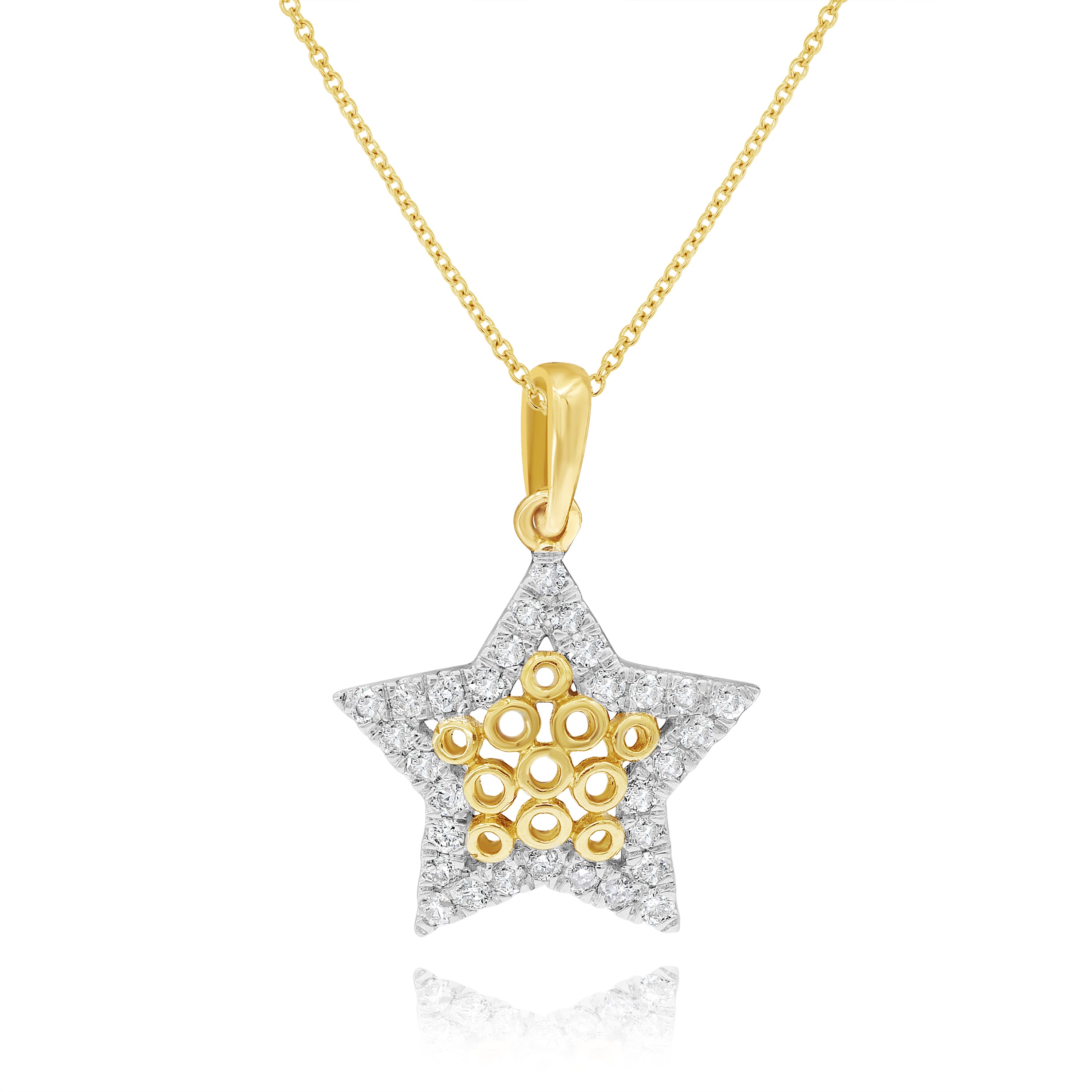 0.18 ct. Diamond 14K Yellow Gold Star Pendant