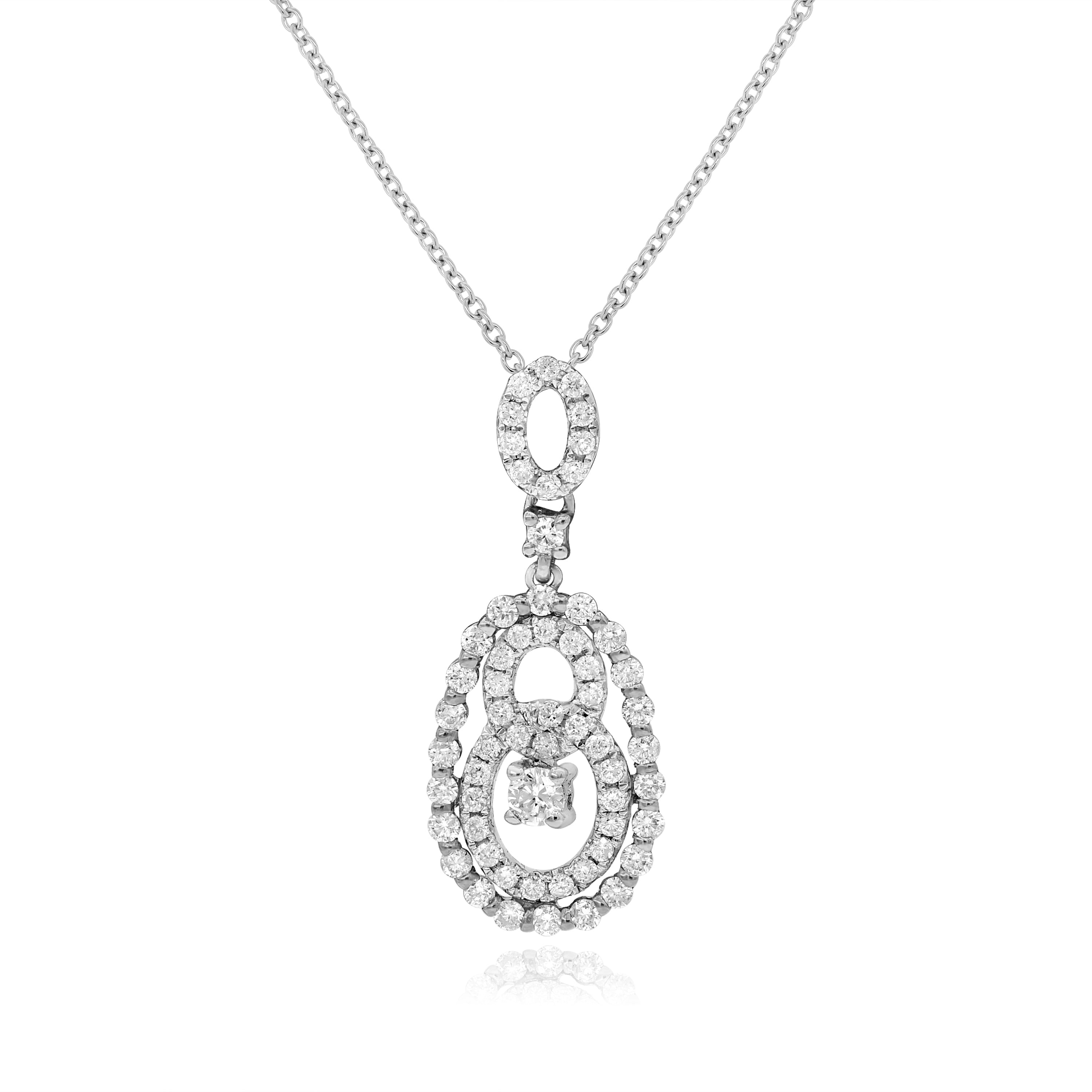 0.6 ct. Diamond 18K White Gold Halo Oval Pendant