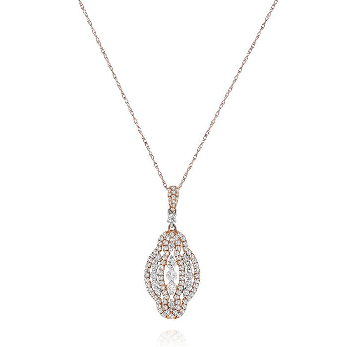 0.92 ct. Diamond 18K Two Tone Gold Drop Pendant