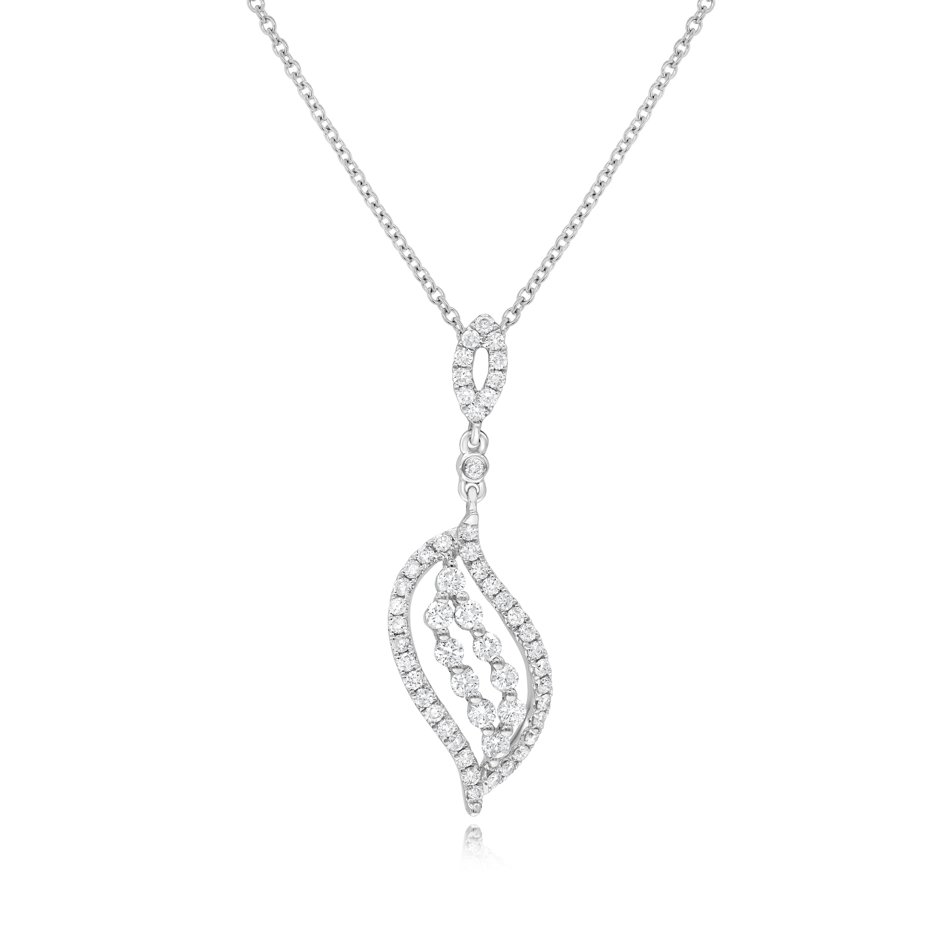 0.6 ct. Diamond 18K White Gold Wavy Drop Pendant