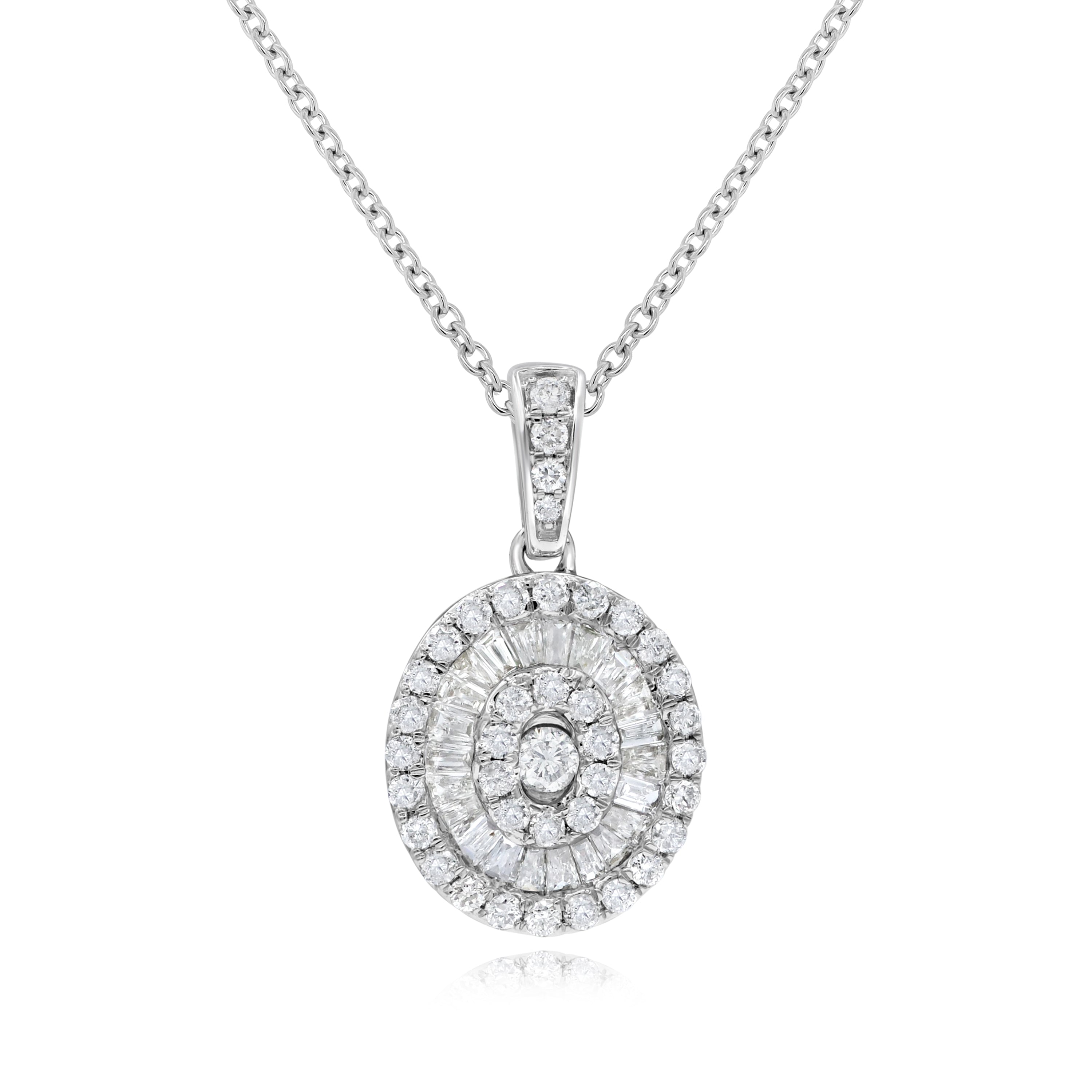 0.51 ct. Diamond 14K White Gold Halo Illusion Oval Pendant