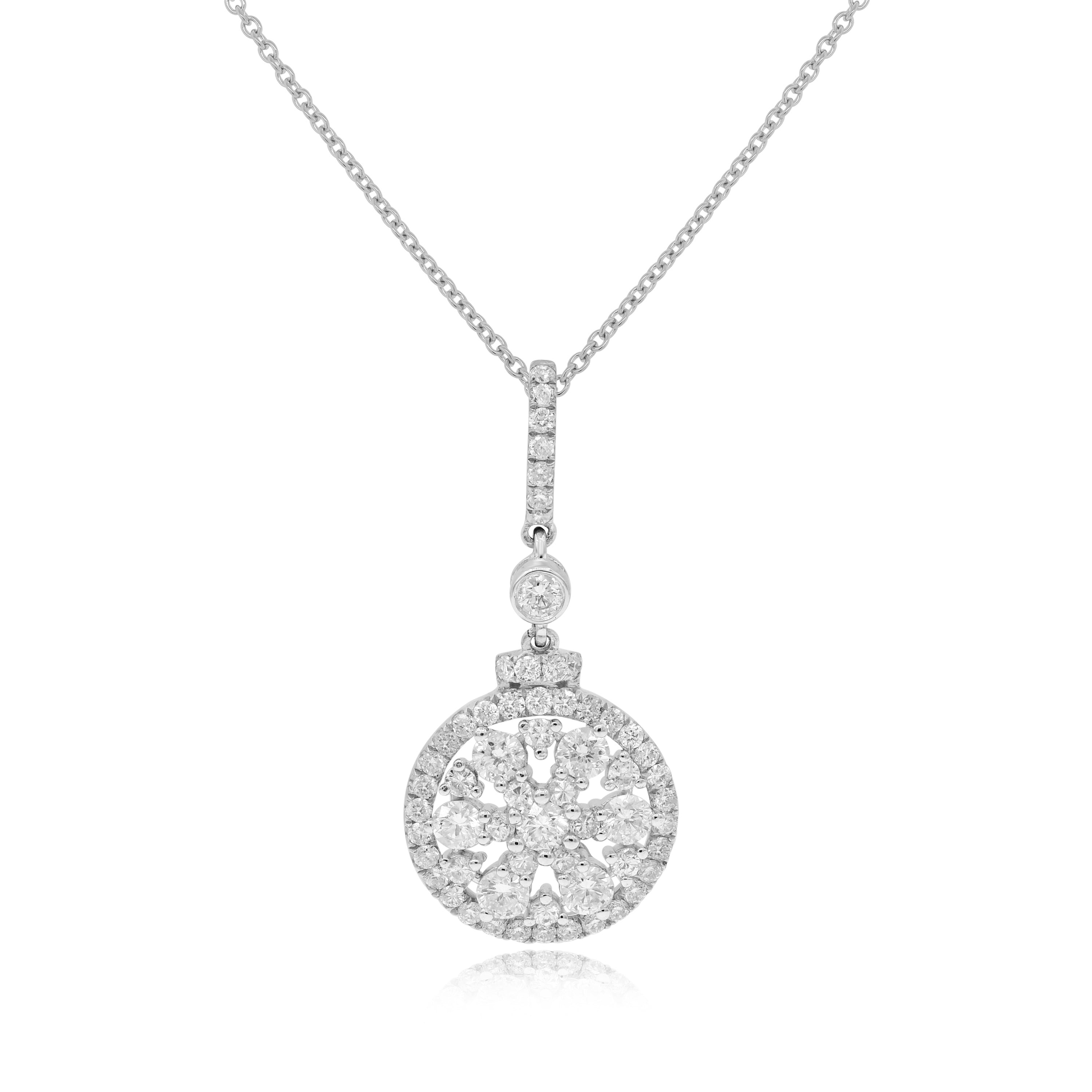 1.05 ct. Diamond 18K White Gold Dangle Pendant