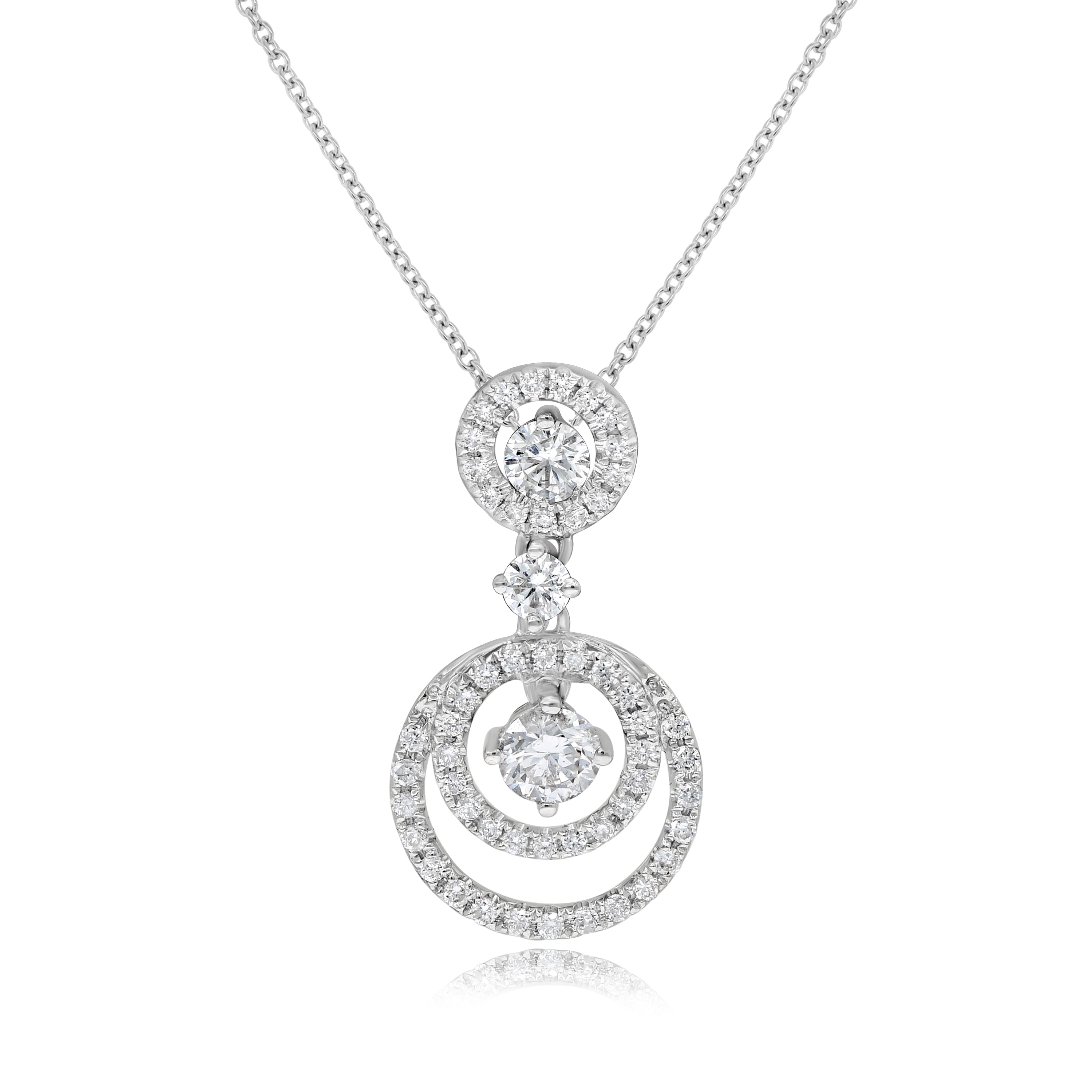 0.99 ct. Diamond 14K White Gold Open Circle Pendant