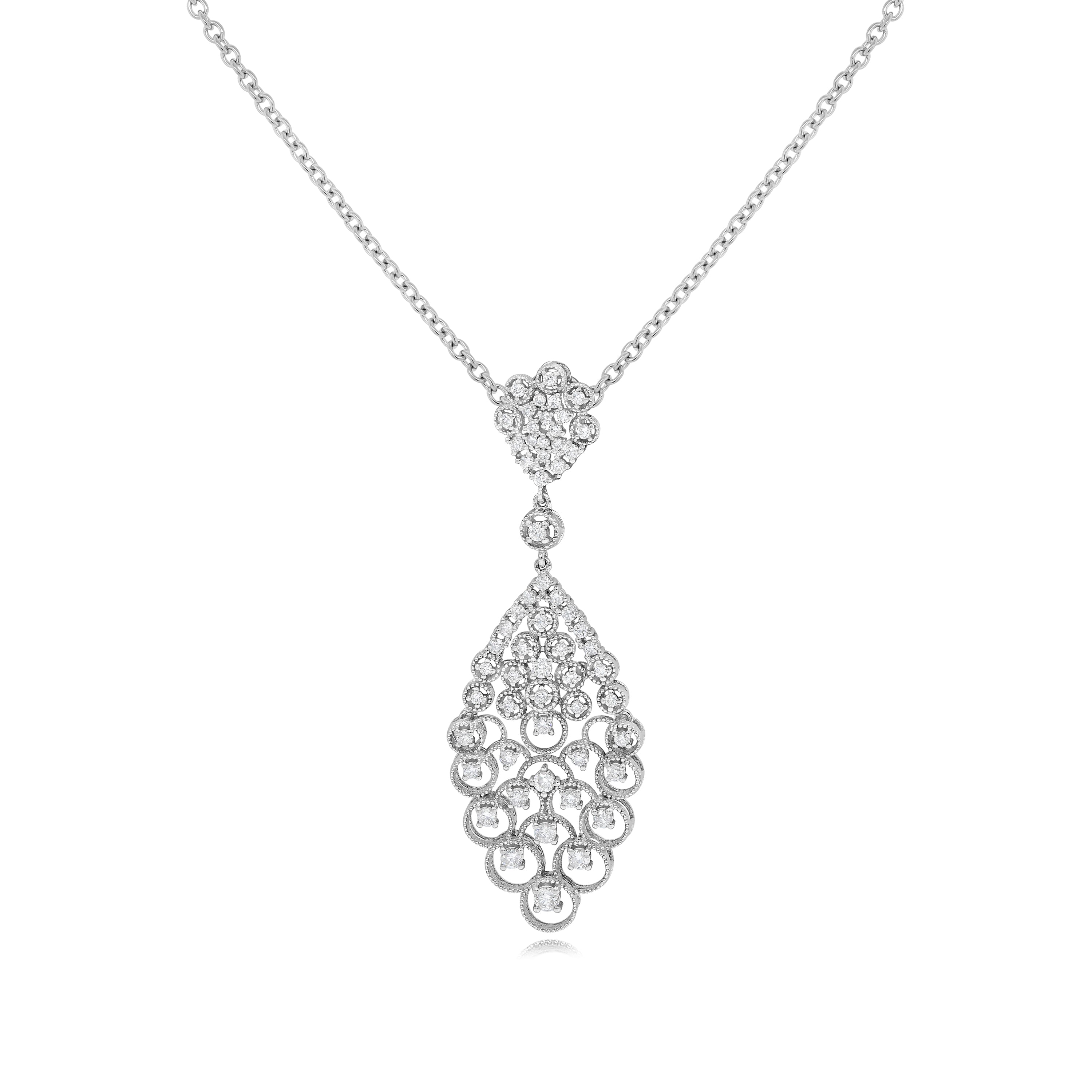 1.31 ct. Diamond 18K White Gold Leaf Pendant