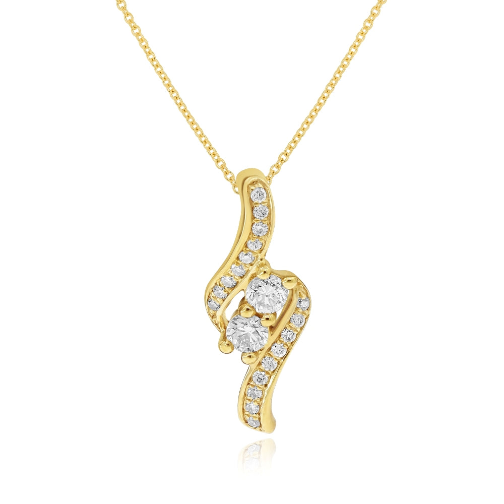 0.31 ct. Diamond 18K Yellow Gold Forever Us Two Stone Pendant