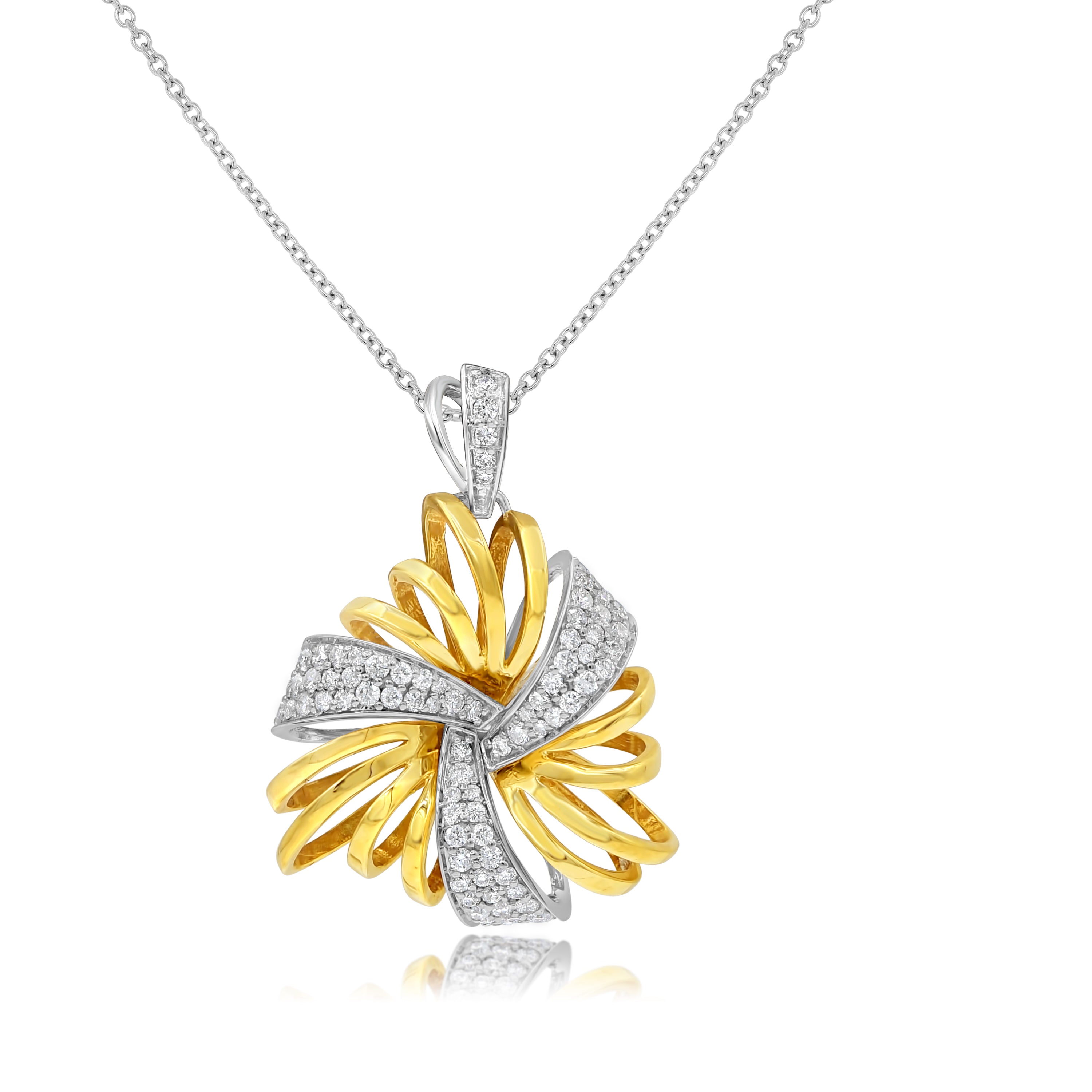 0.75 ct. Diamond 18K Two Tone Gold Trillion Pendant