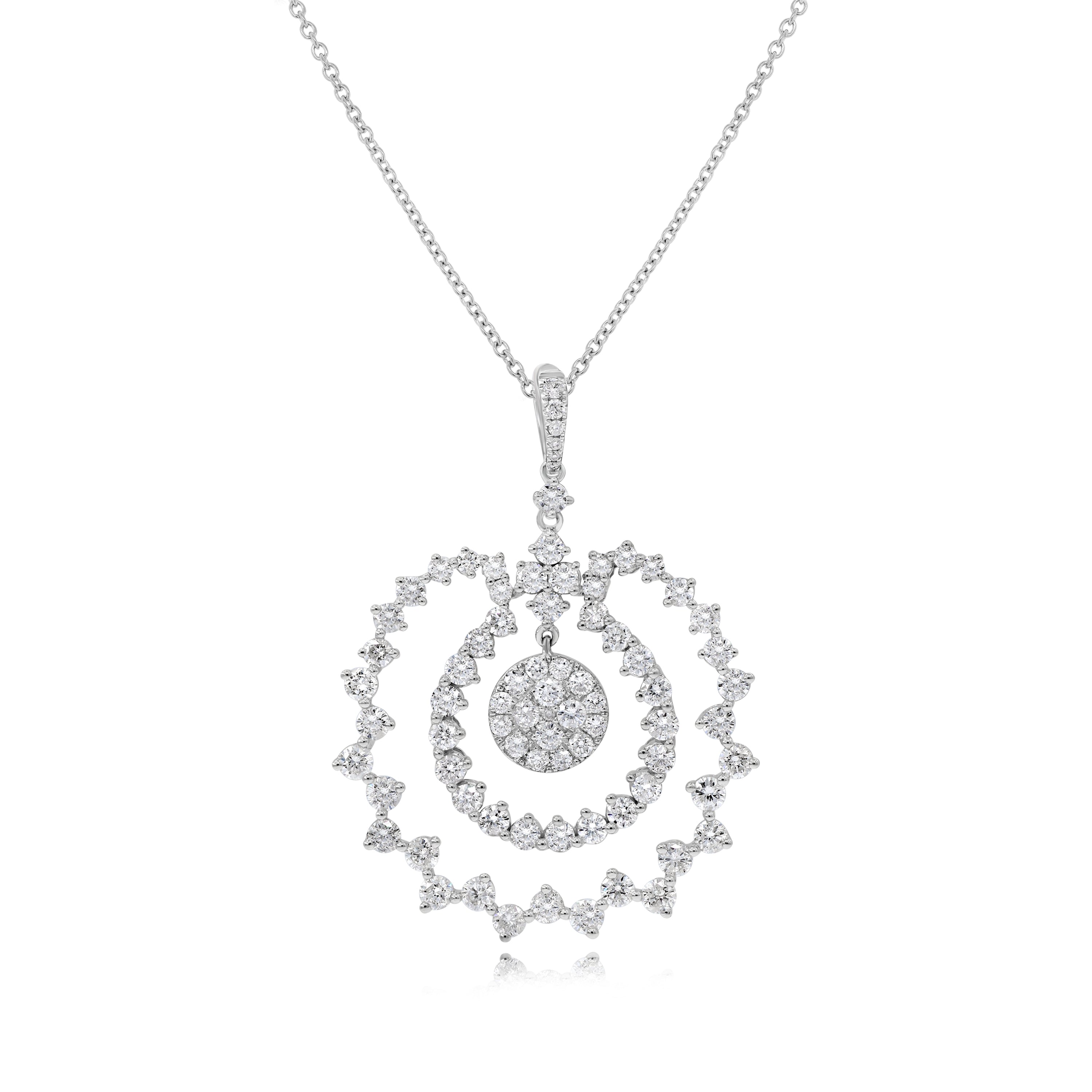 3.43 ct. Diamond 14K White Gold Invisible Set Halo Drop Pendant