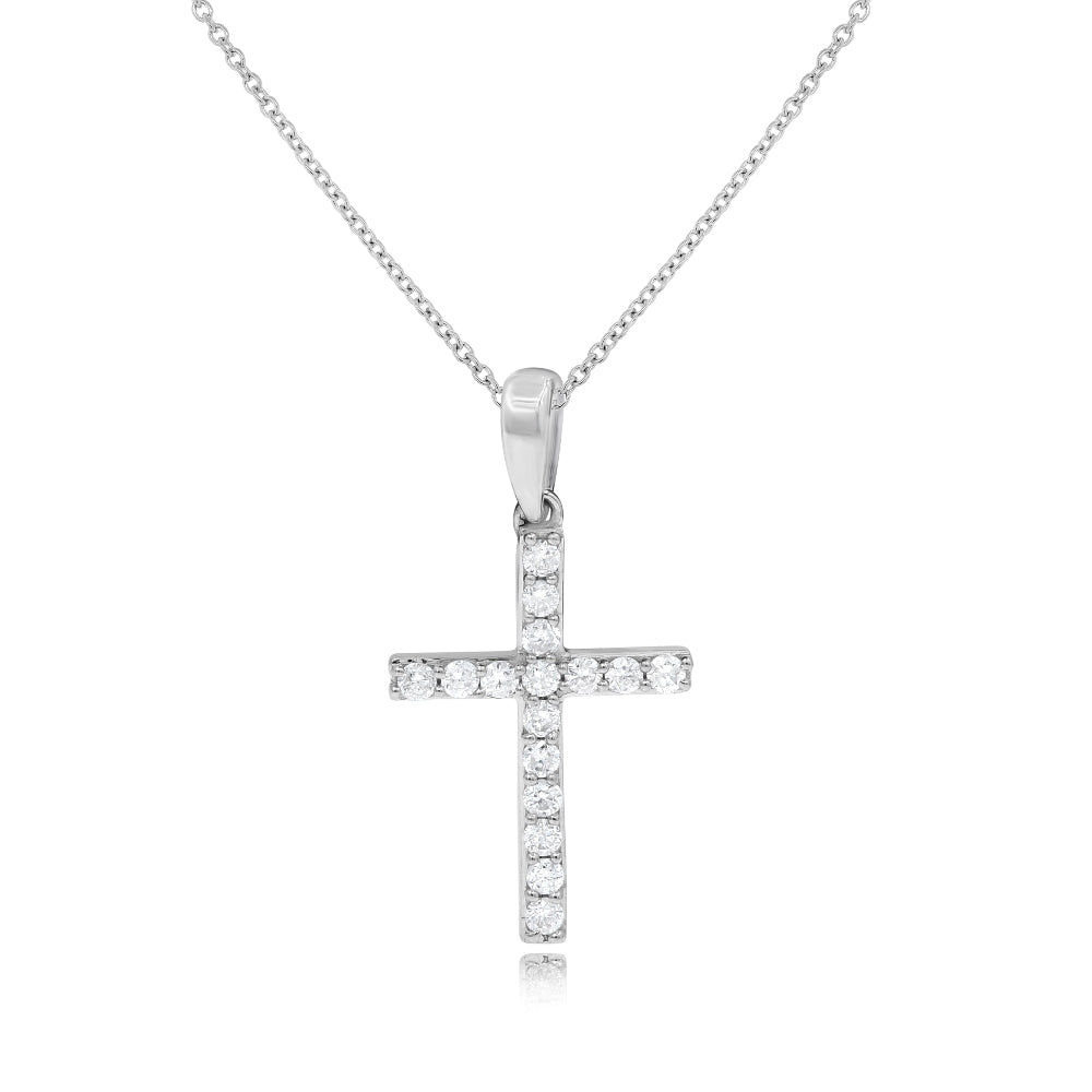 0.1 ct. Diamond 14K White Gold Cross Pendant